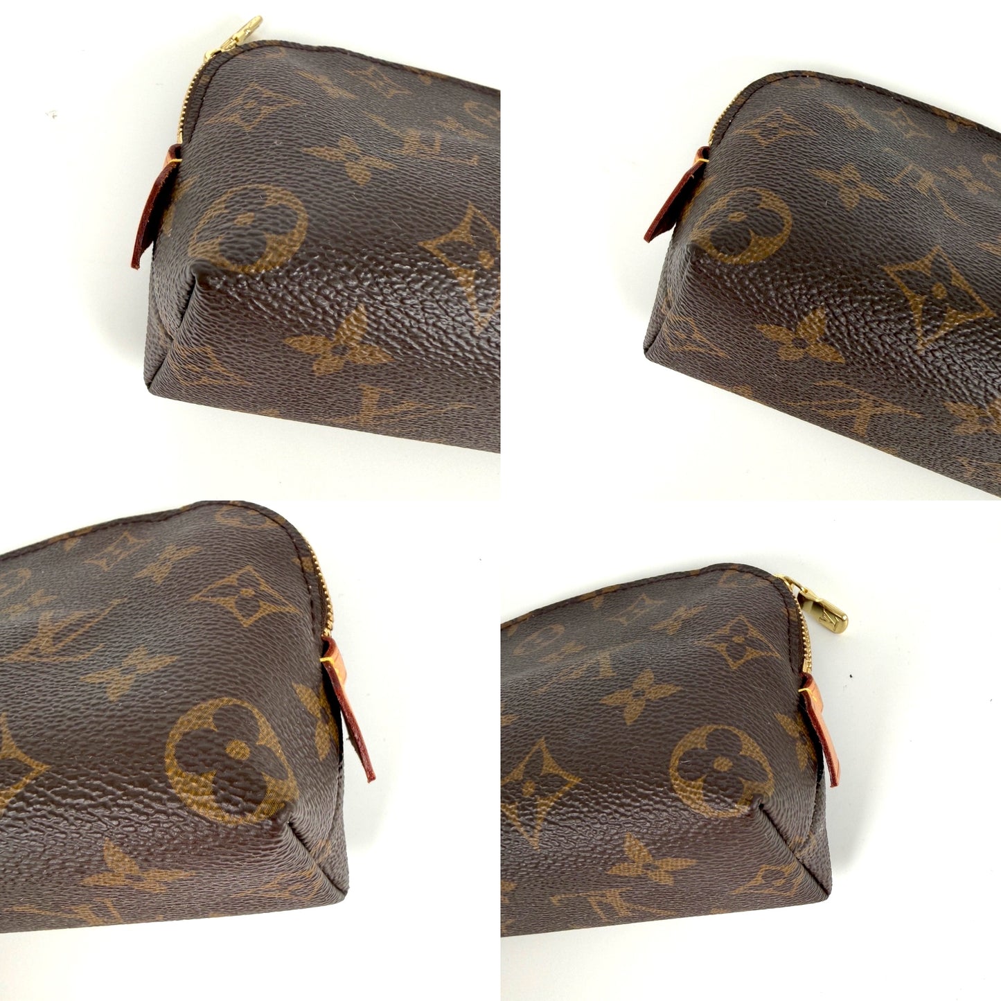 LOUIS VUITTON Brown Monogram Cosmetic Zip Pouch