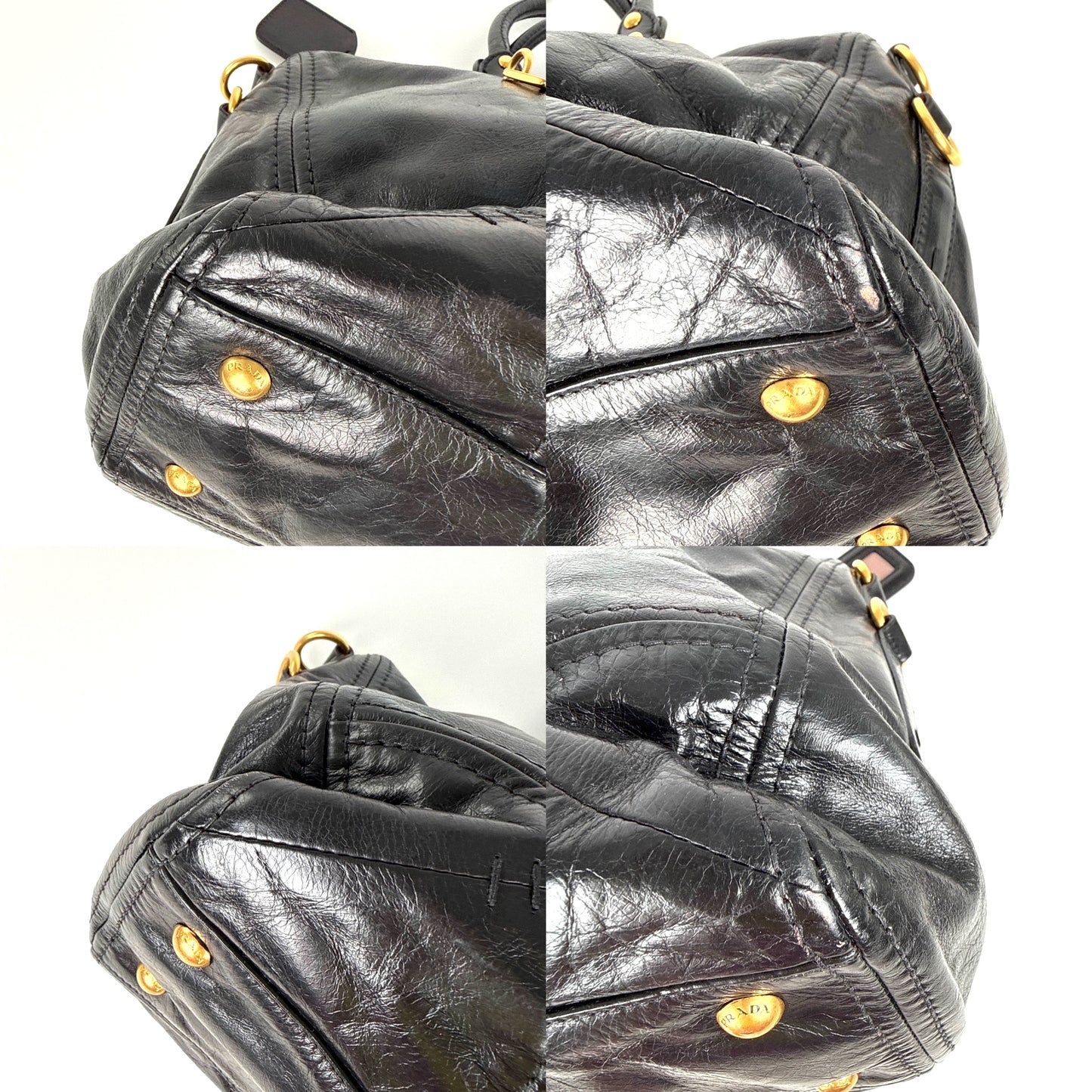 Prada Vitello Baltico Black Leather East West Tote Crossbody Bag