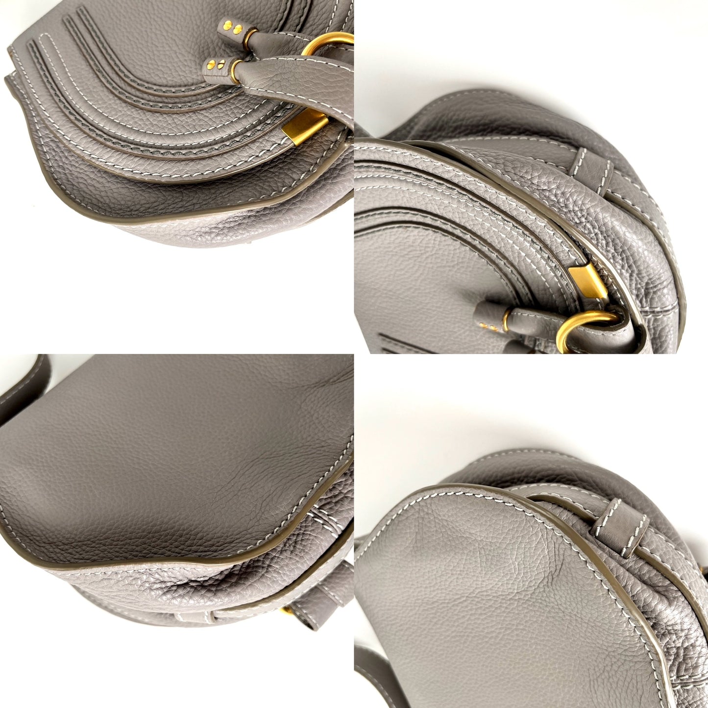 CHLOE Marcie Small Leather Gray Leather Saddle Bag