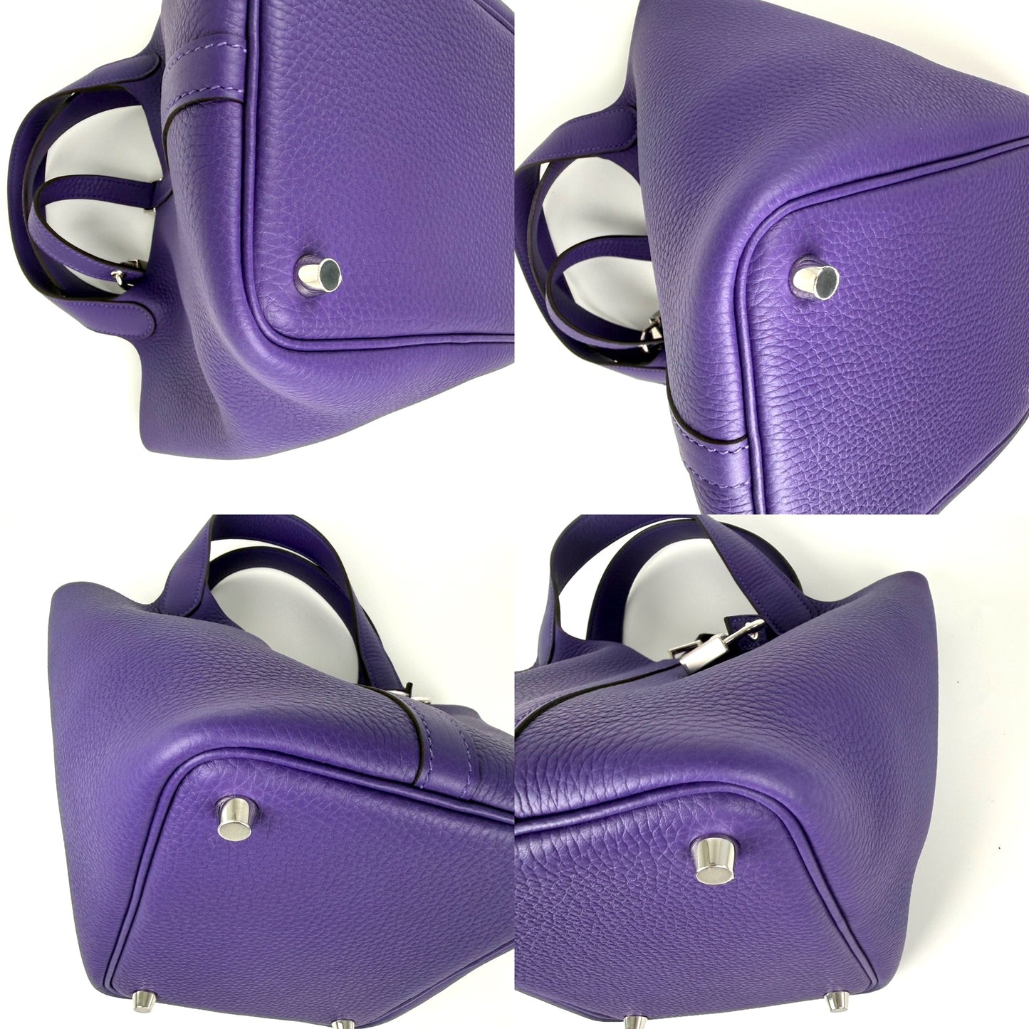 HERMES Picotin Lock 18 PM Purple Taurillon Clemence Satchel Top Handle Bag New with tag