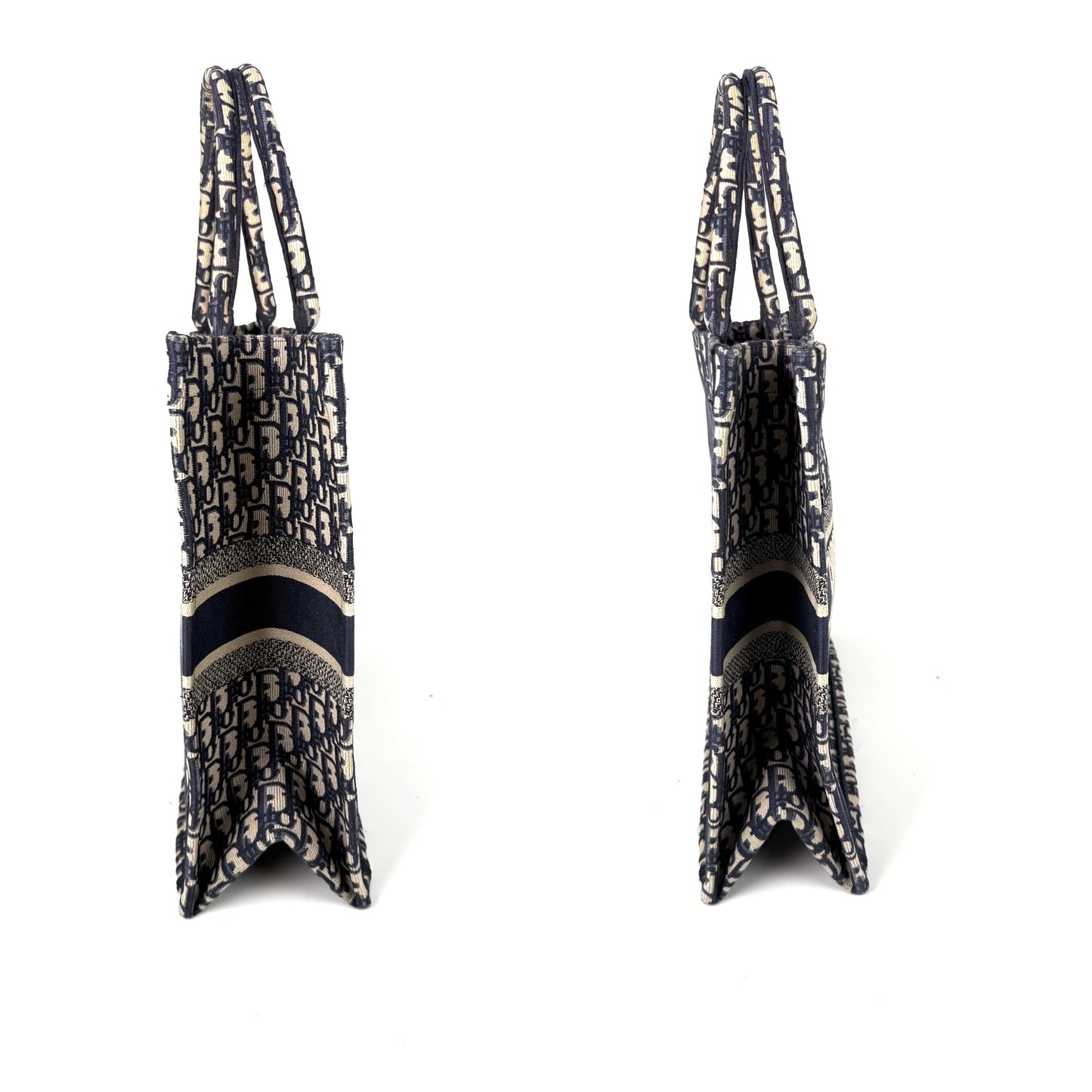 CHRISTIAN DIOR Oblique Jacquard Blue Ecru Large Book Tote Bag