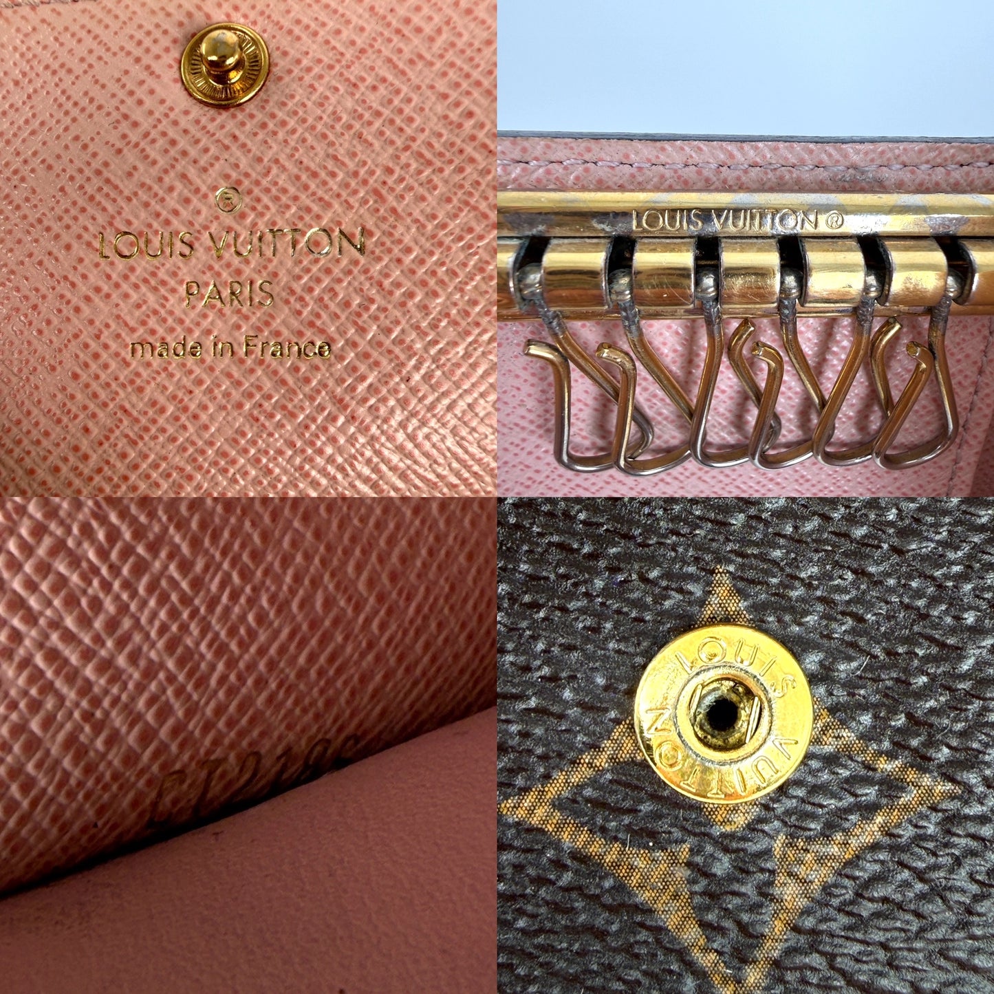 LOUIS VUITTON Monogram 6 Key Holder Case Brown Pink
