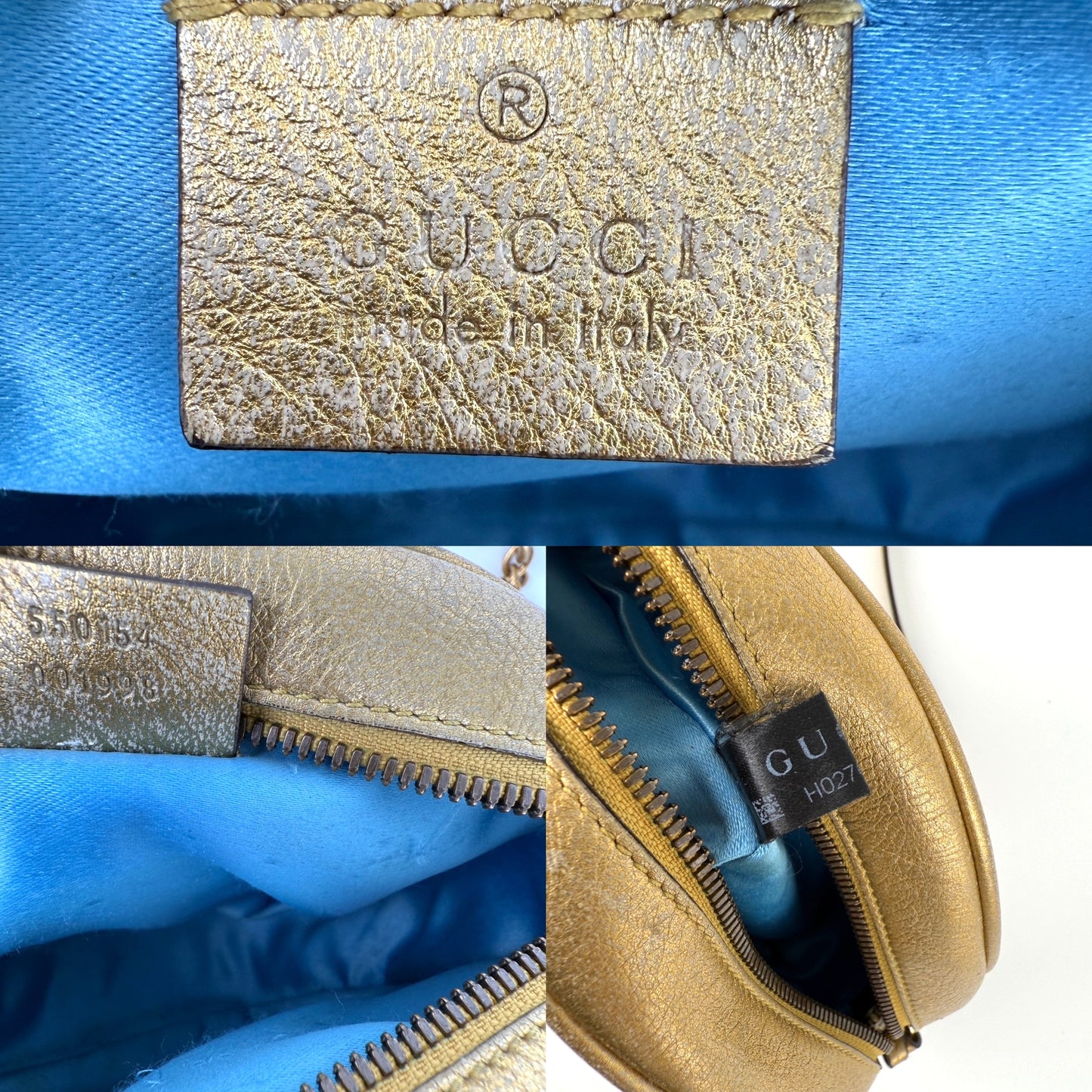 GUCCI Marmont Gold Pink Metallic Circle Crossbody Chain Bag