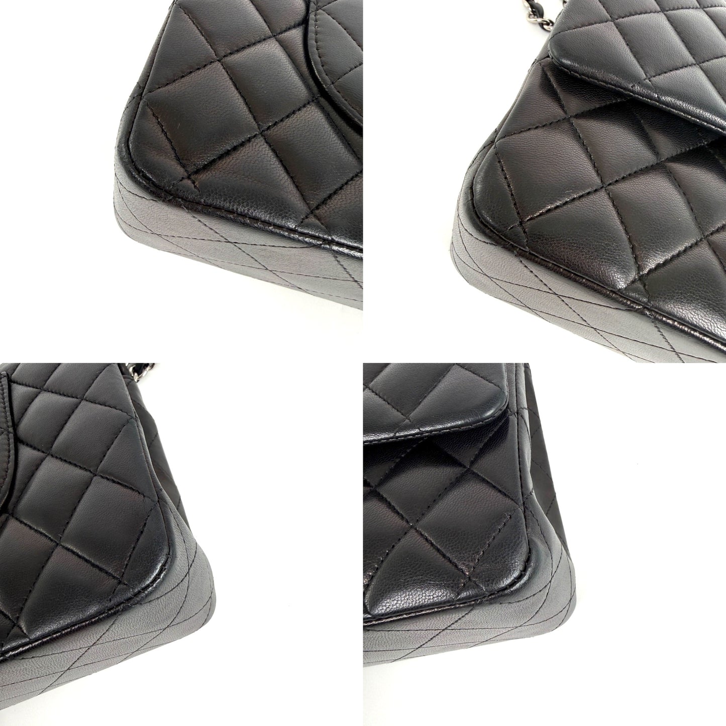 CHANEL Classic Medium Double Flap Black Quilted Leather Silver Hardware Flap Bag