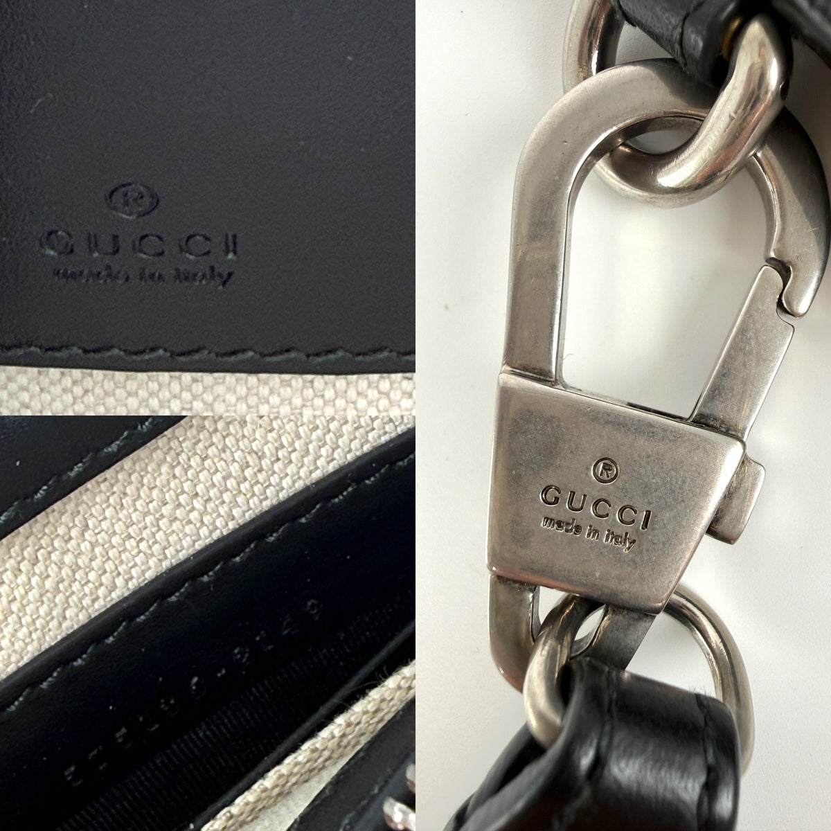 GUCCI Black Tiger Print Gucci GG Supreme Canvas Leather Pouch Clutch Wristlet
