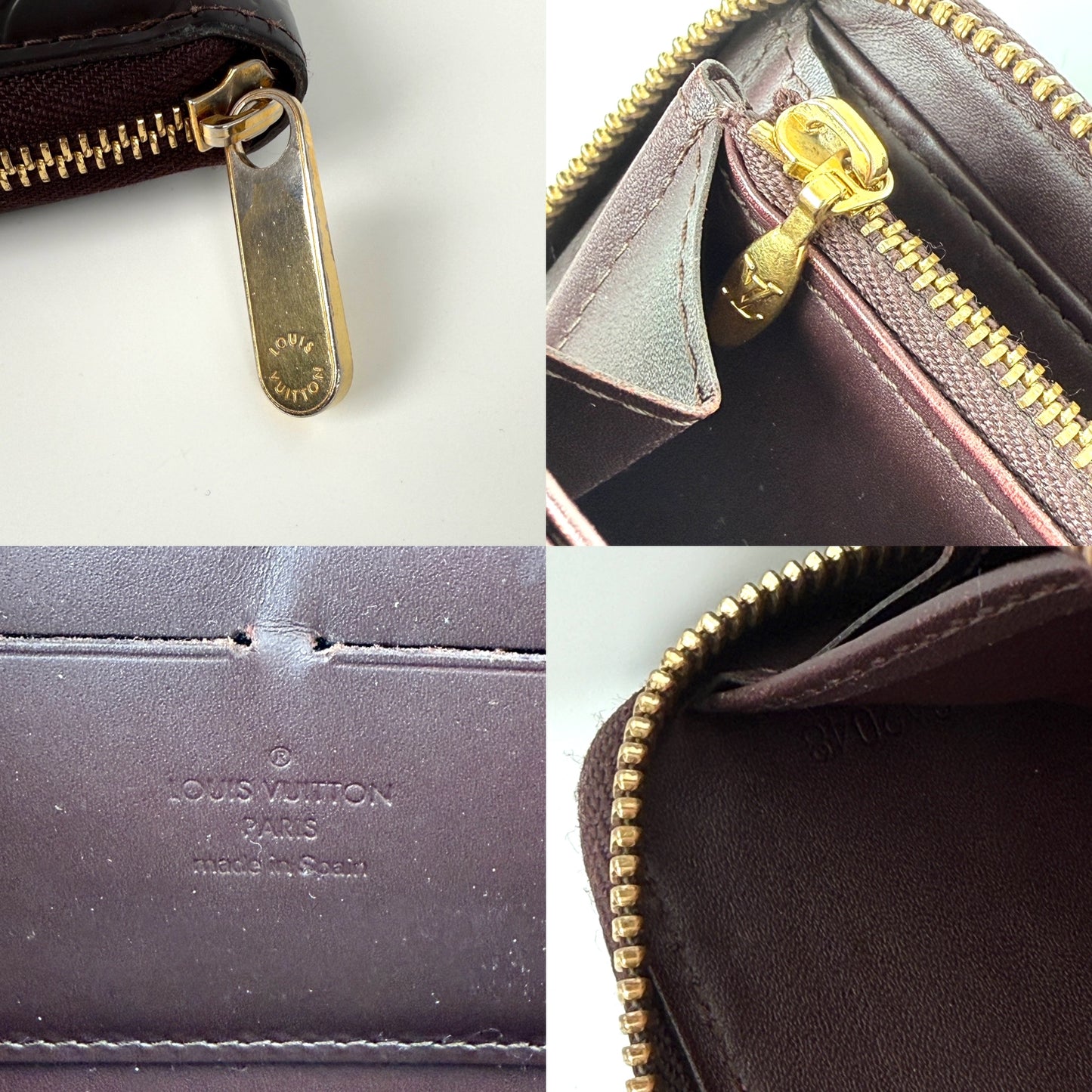 LOUIS VUITTON Vernis Zippy Long Amarante Zip Around Monogram Wallet
