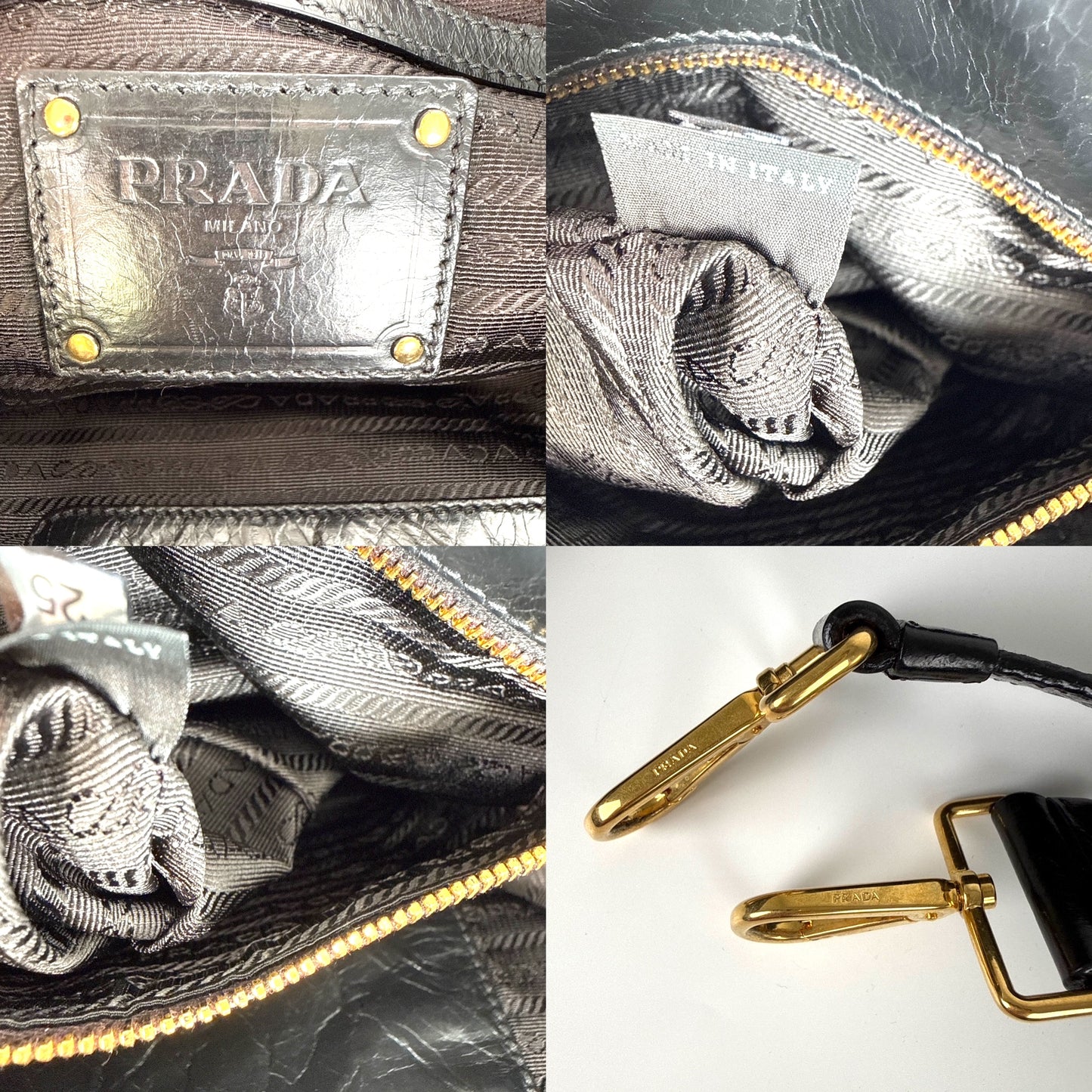 Prada Vitello Baltico Black Leather East West Tote Crossbody Bag