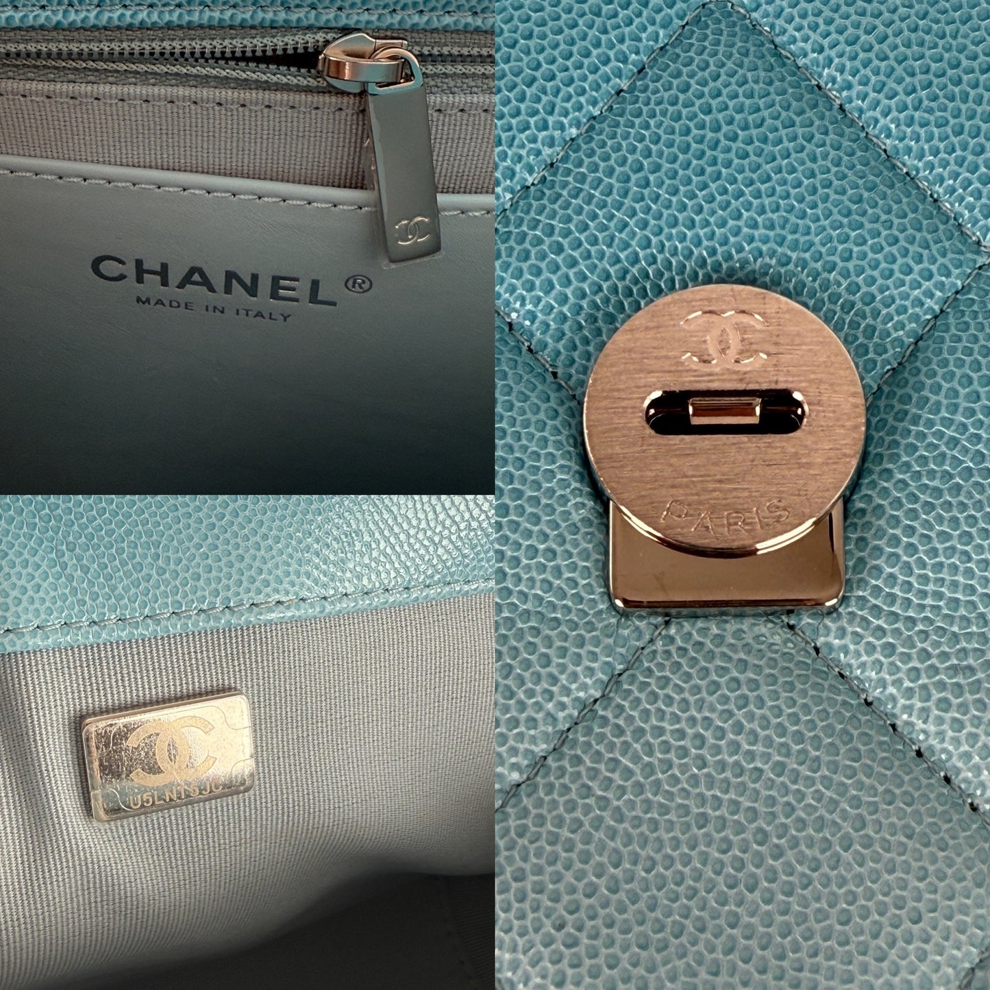 CHANEL My Everything Incognito Medium Blue Ombre Shaded Quilted Shiny Caviar Flap Crossbody Bag