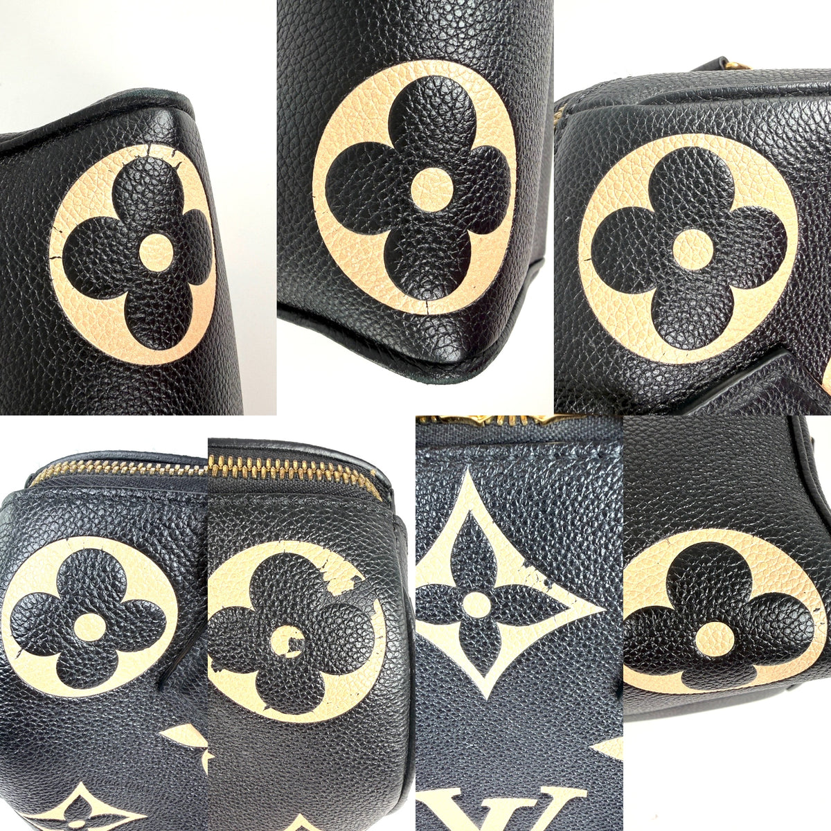 Louis Vuitton Empreinte Giant Monogram Speedy 25 Bandouliere Black Beige Leather Bag