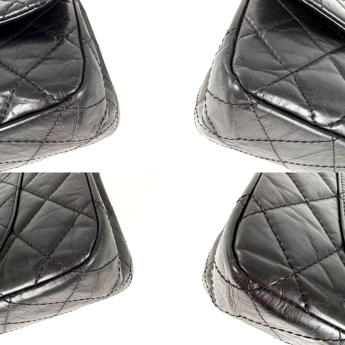 CHANEL Black Reissue 2.55 Quilted 227 Aged Calfskin Leather Shoulder Crossbody Bag