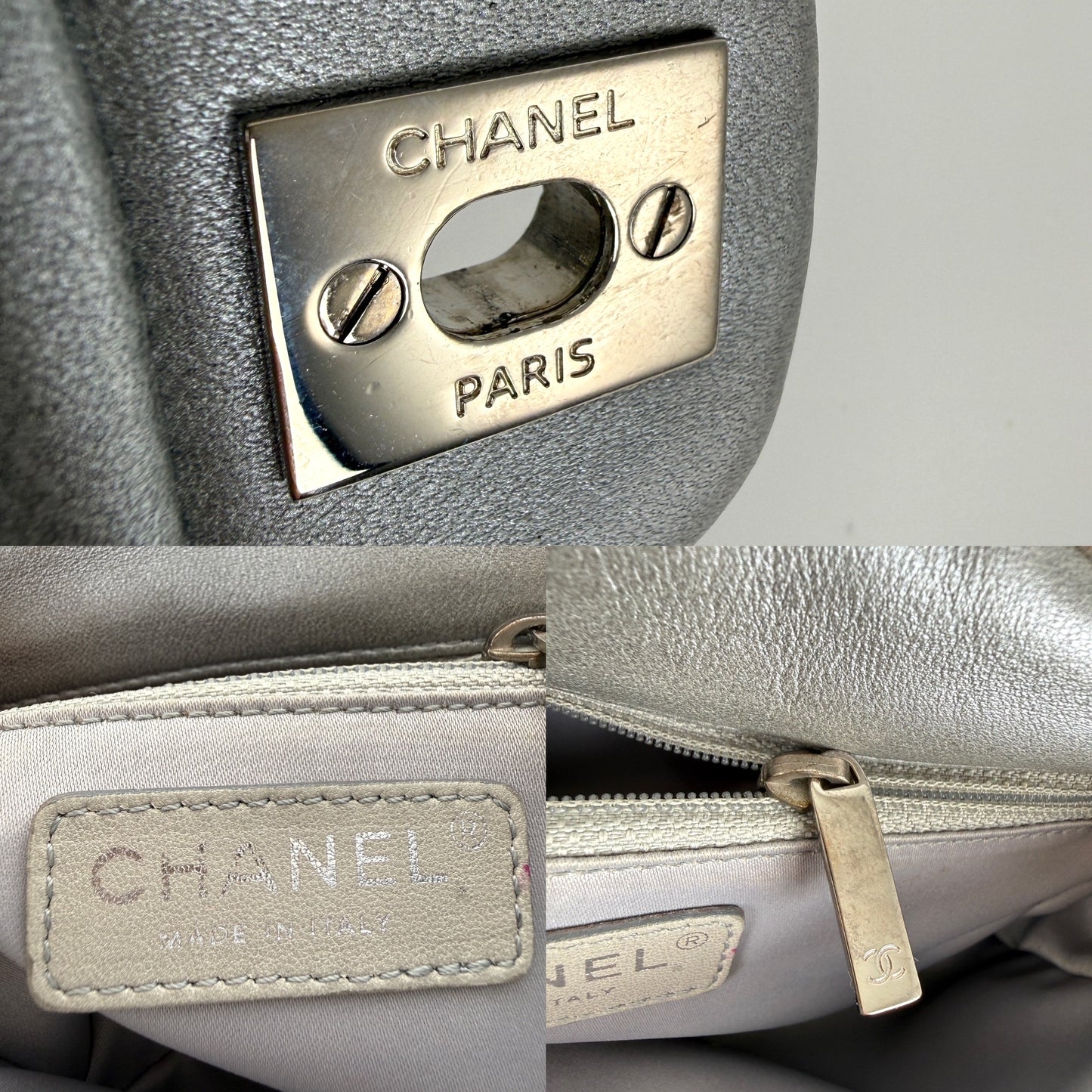 CHANEL Classic Rectangular Mini Sequin Silver Single Flap Crossbody Bag