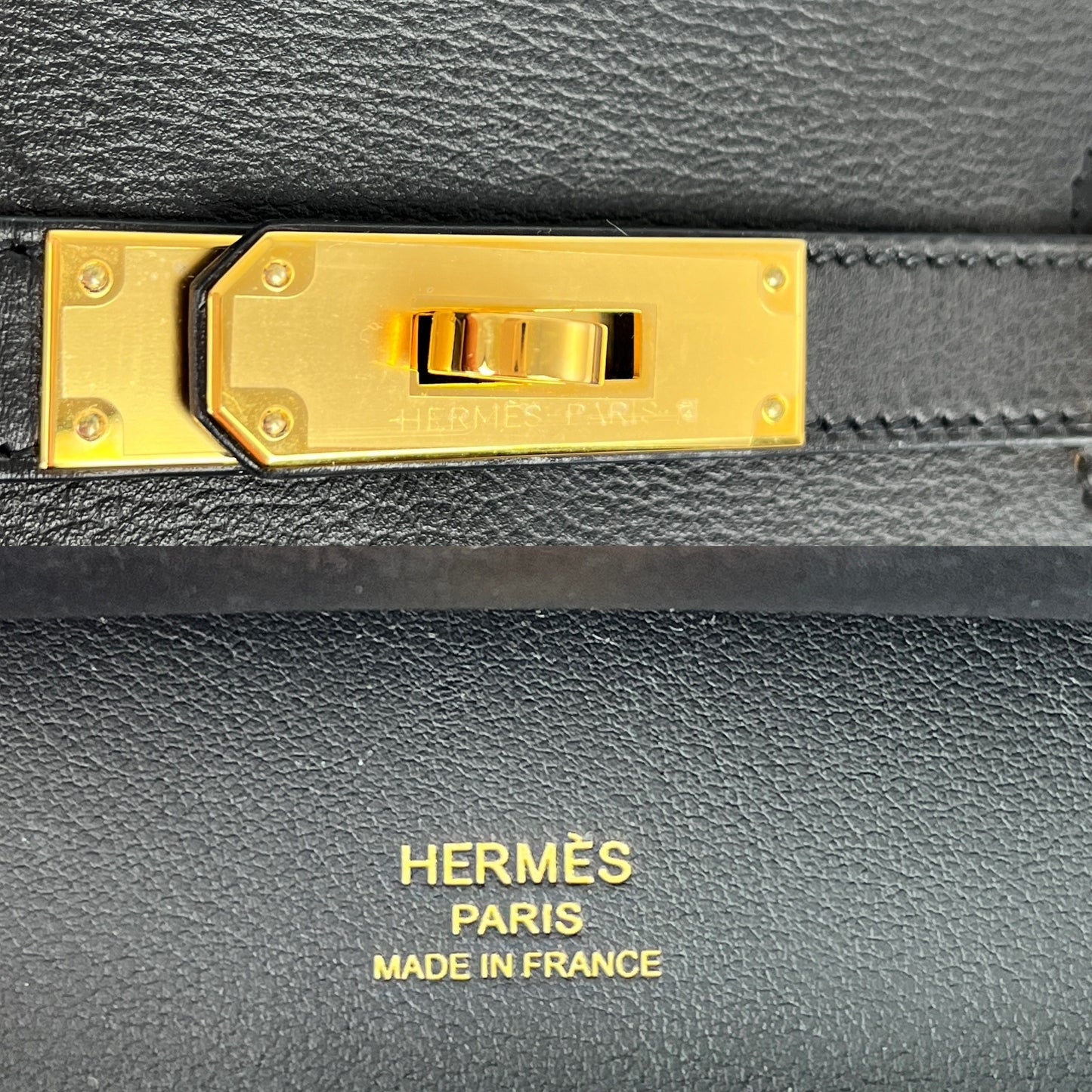 HERMES Mini Jypsiere Black Evercolor Leather Gold Hardware Crossbody Bag