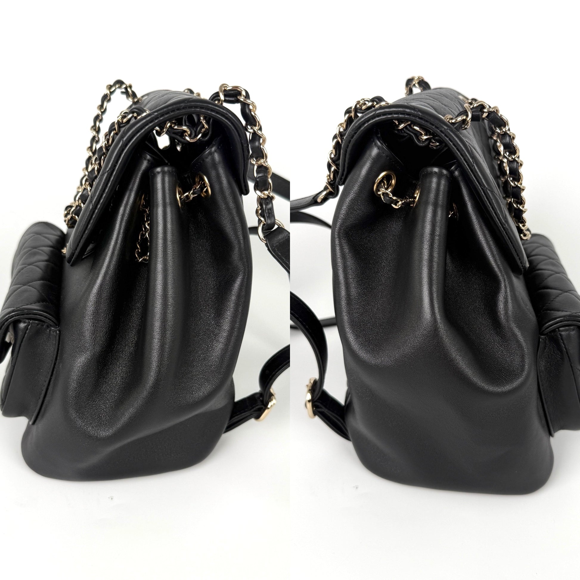 chanel black leather backpack CHANEL Small Duma Black Quilted CC Leather Drawstring Backpack Bag – Fashion Reloved