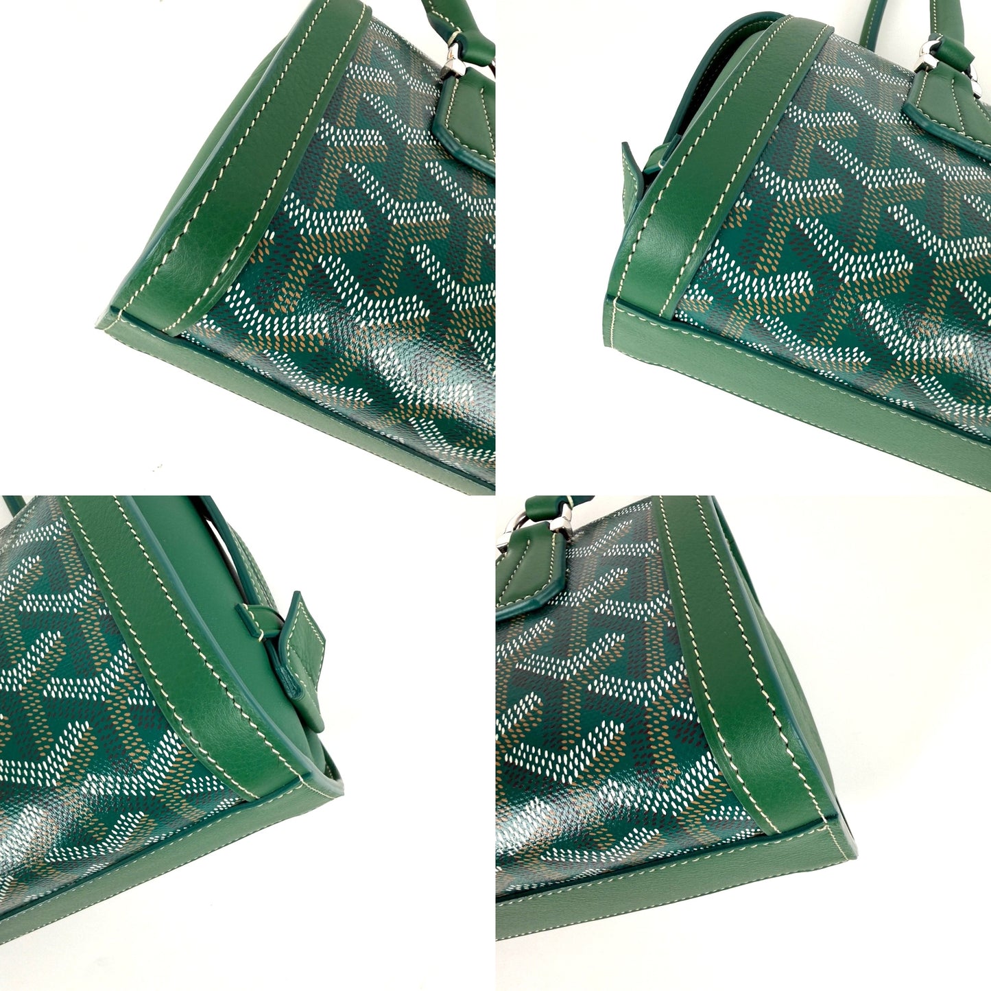 Goyard Bonbonniere Green Goyardine Calfskin Leather Shoulder Bag New