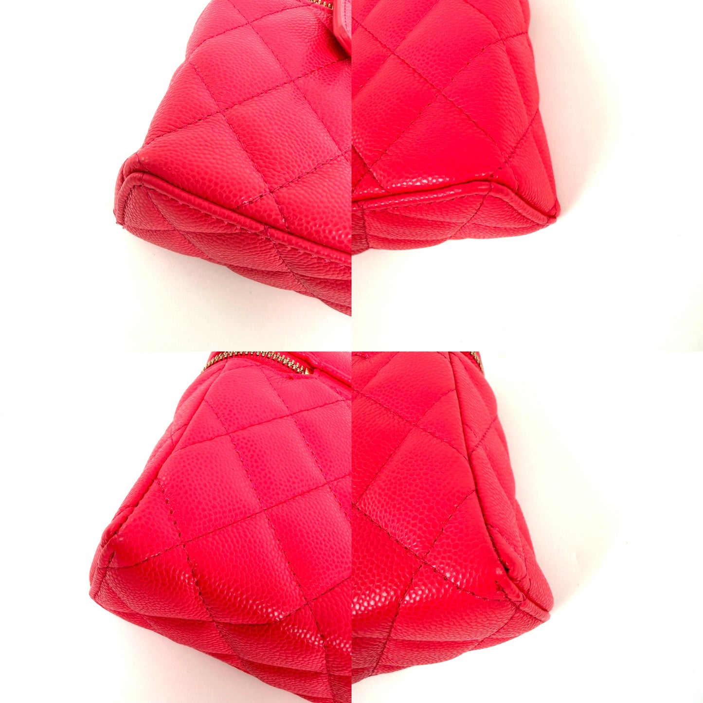 CHANEL Long Classic Vanity Hot Fuchsia Pink 26C Quilted Caviar Leather Zip Top Handle Crossbody with Chain Bag New