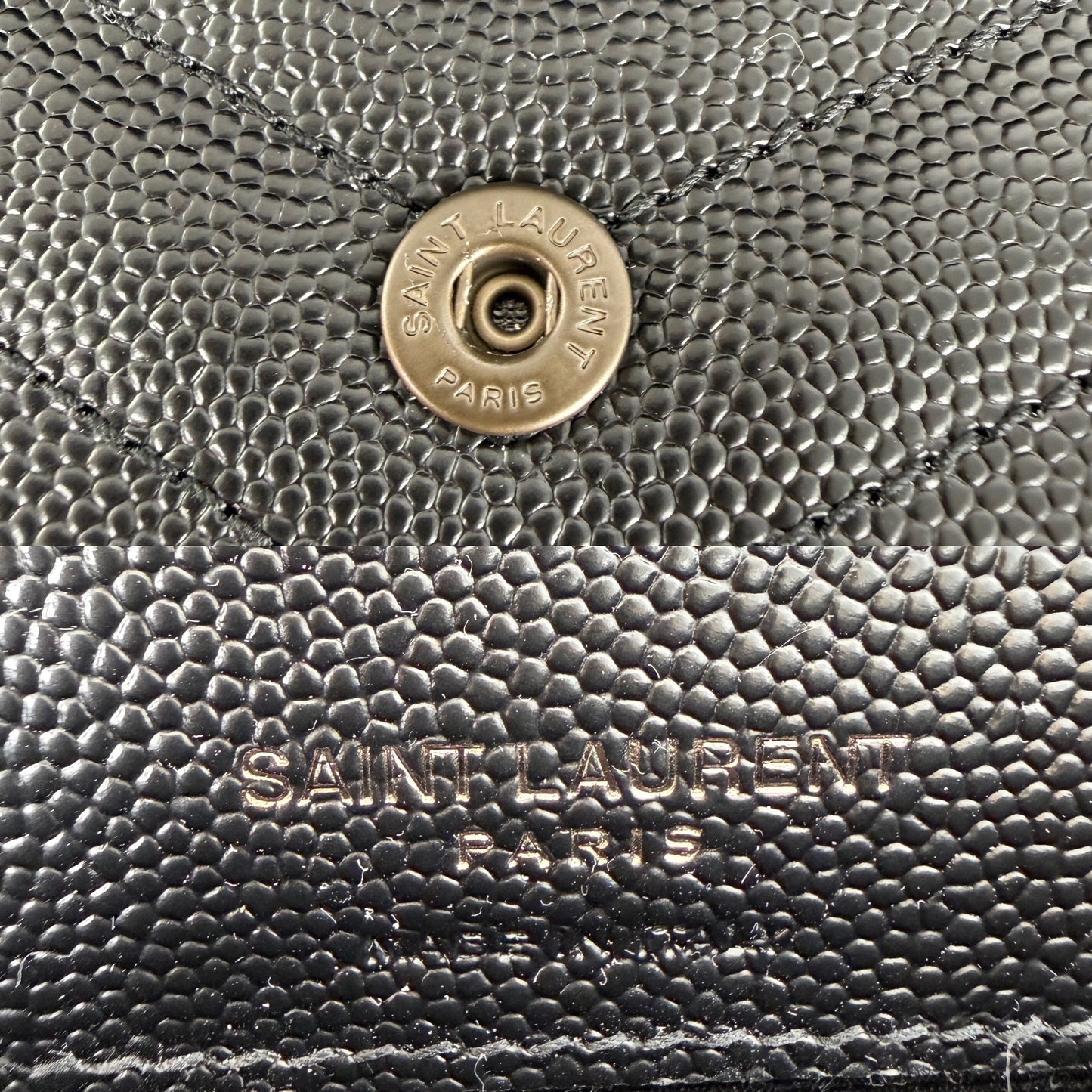 Saint Laurent YSL Cassandre Envelope Monogram So Black Chain Wallet Grain de Poudre Crossbody Bag New
