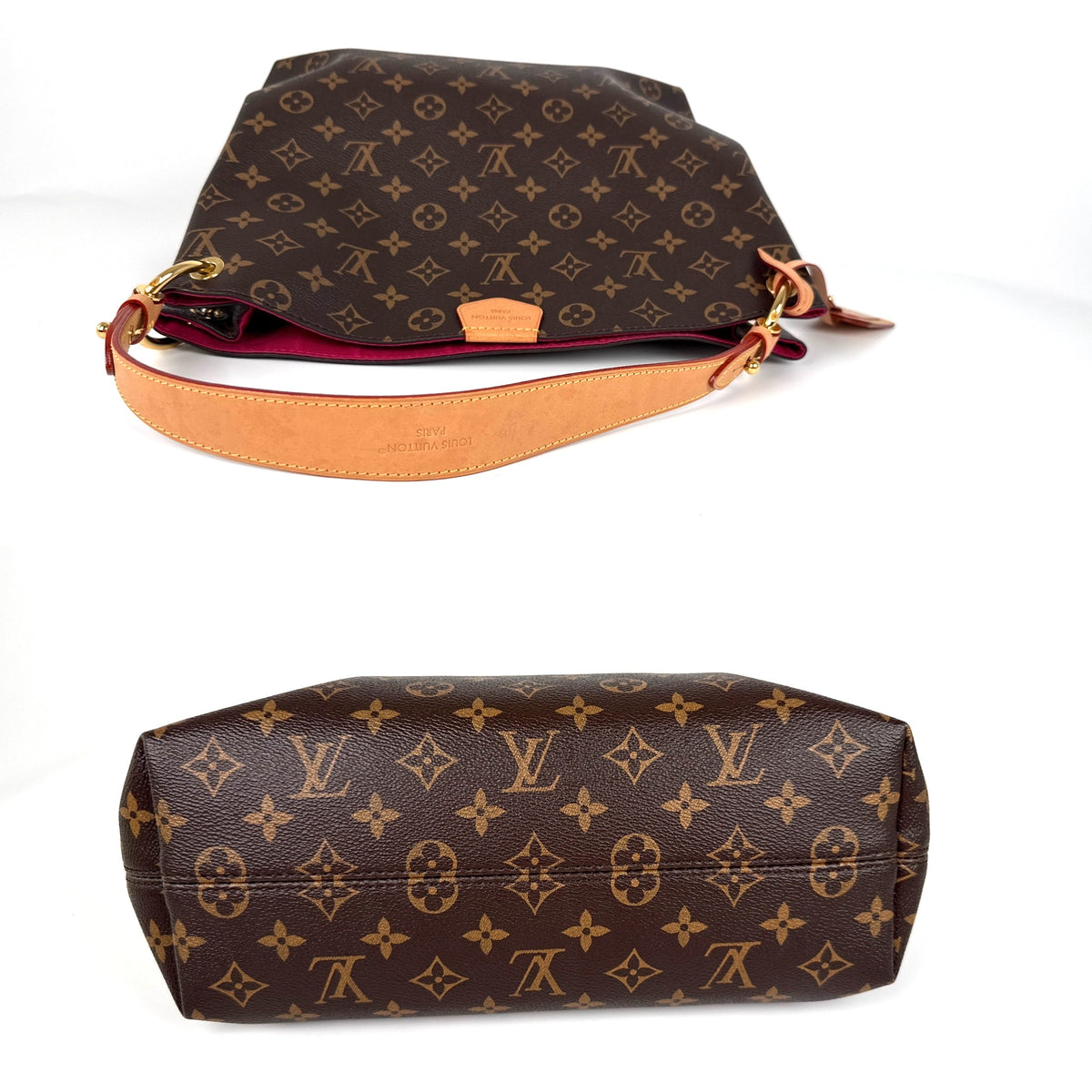 Louis Vuitton Graceful PM Hobo Monogram Brown Pink Canvas Shoulder Hobo Bag