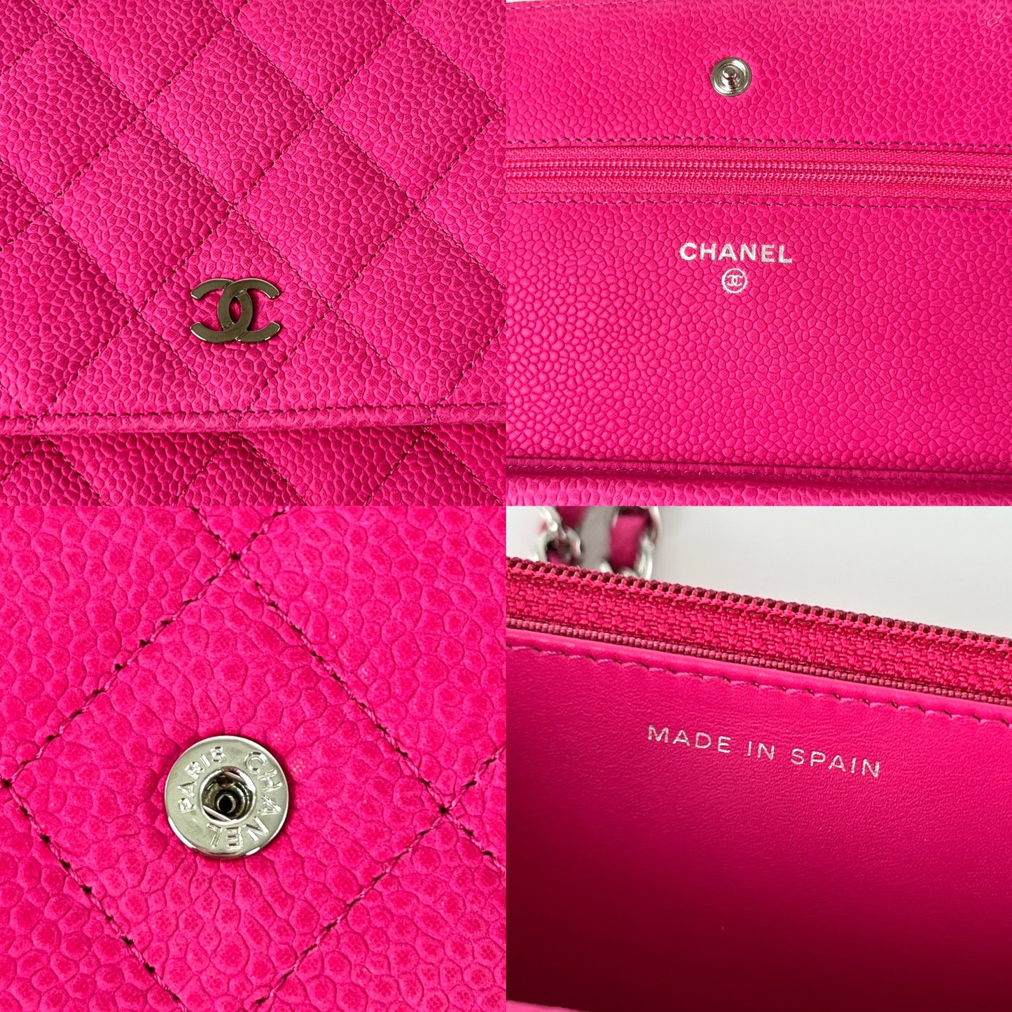 CHANEL 13S WOC Wallet on Chain Hot Pink Quilted Leather Crossbody Bag