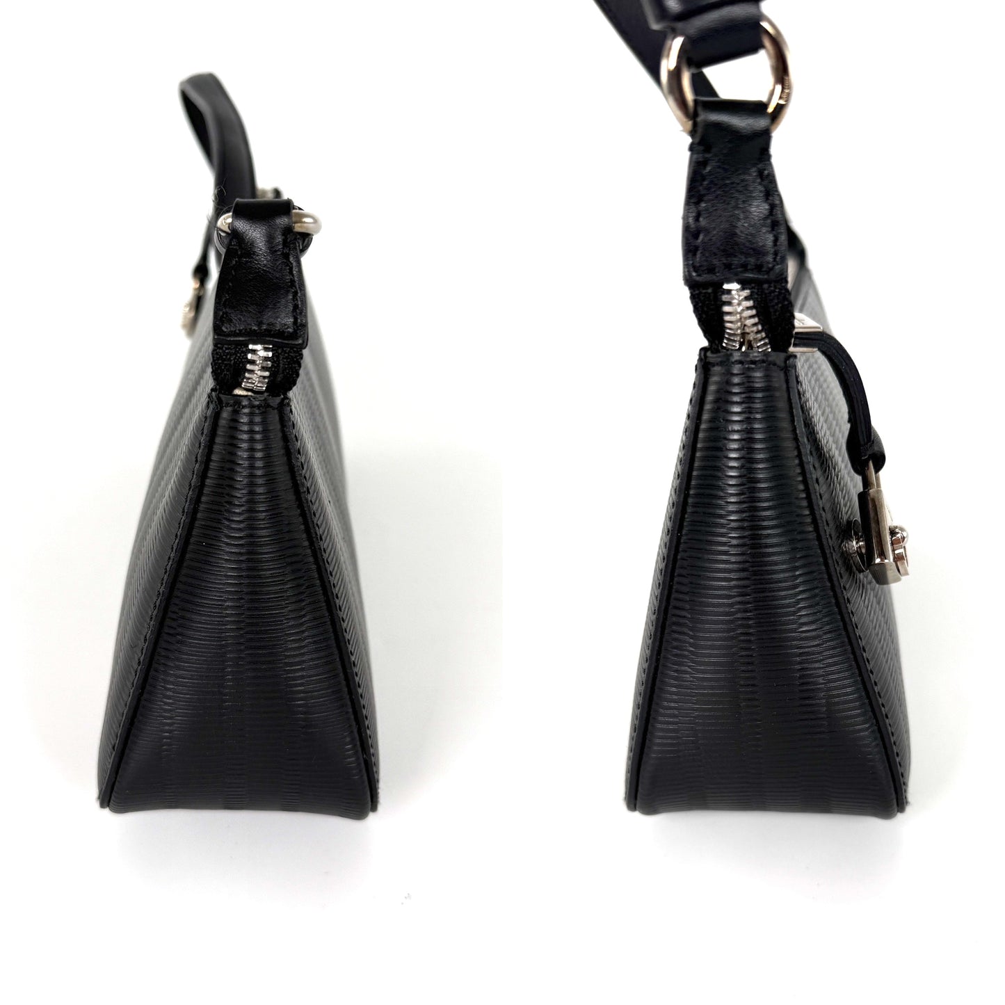 Salvatore Ferragamo Black Pebble Leather Shoulder Bag
