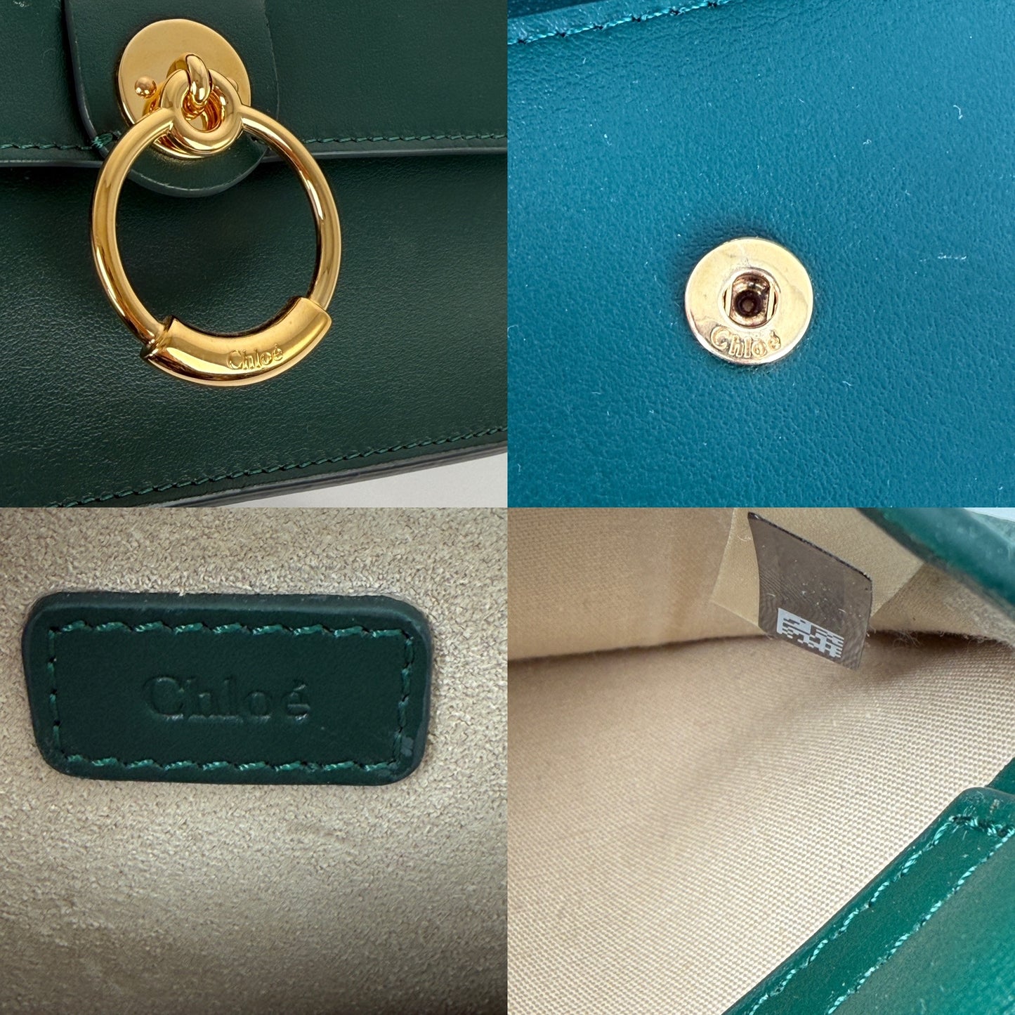 Chloe Tess Chain Green Leather Crossbody Bag