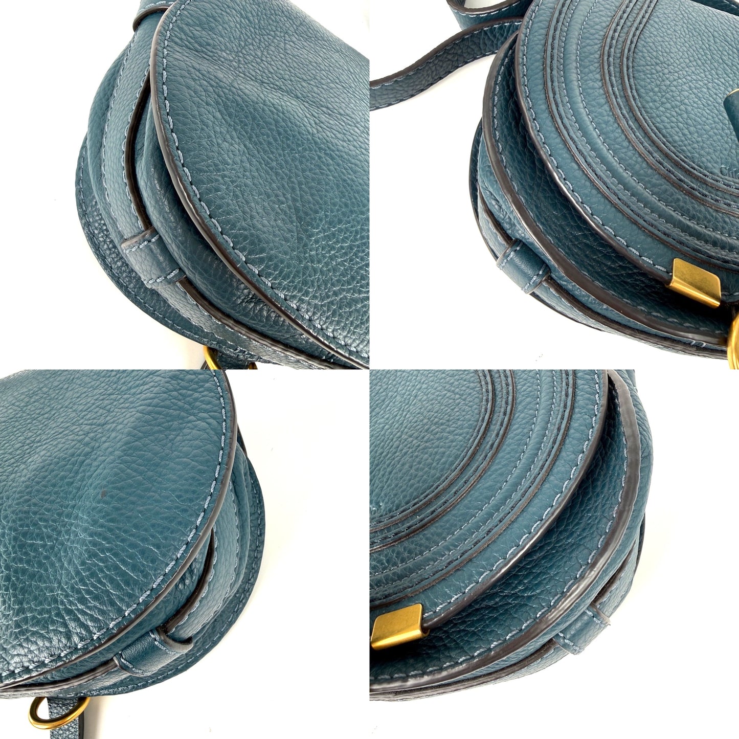 Chloe Marcie Small Blue Leather Crossbody Bag