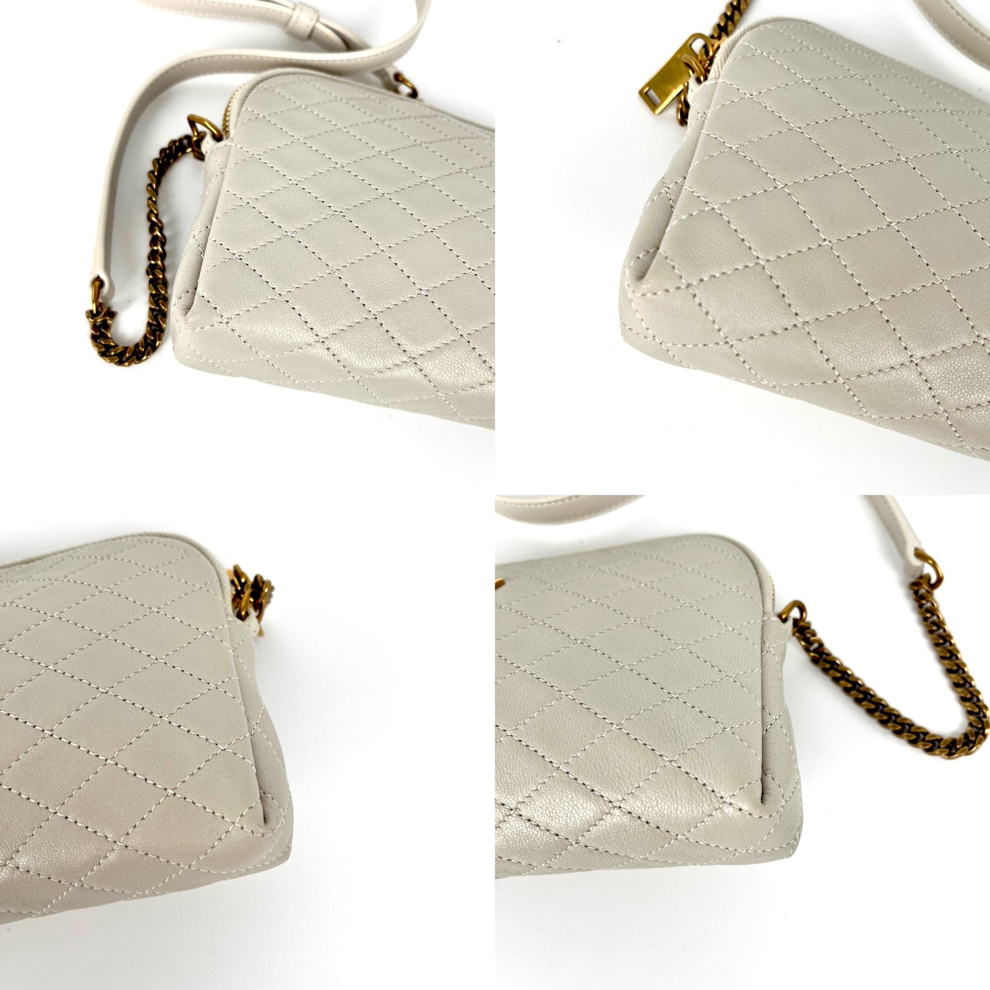 Saint Laurent YSL Mini Gaby Quilted Cream Ivory Crossbody Bag