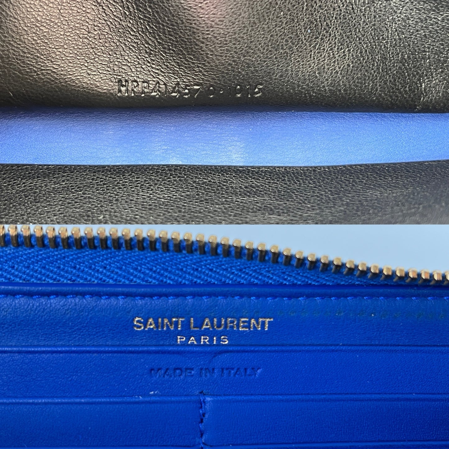 Saint Laurent YSL Blue Leather Long Continental Zip Wallet