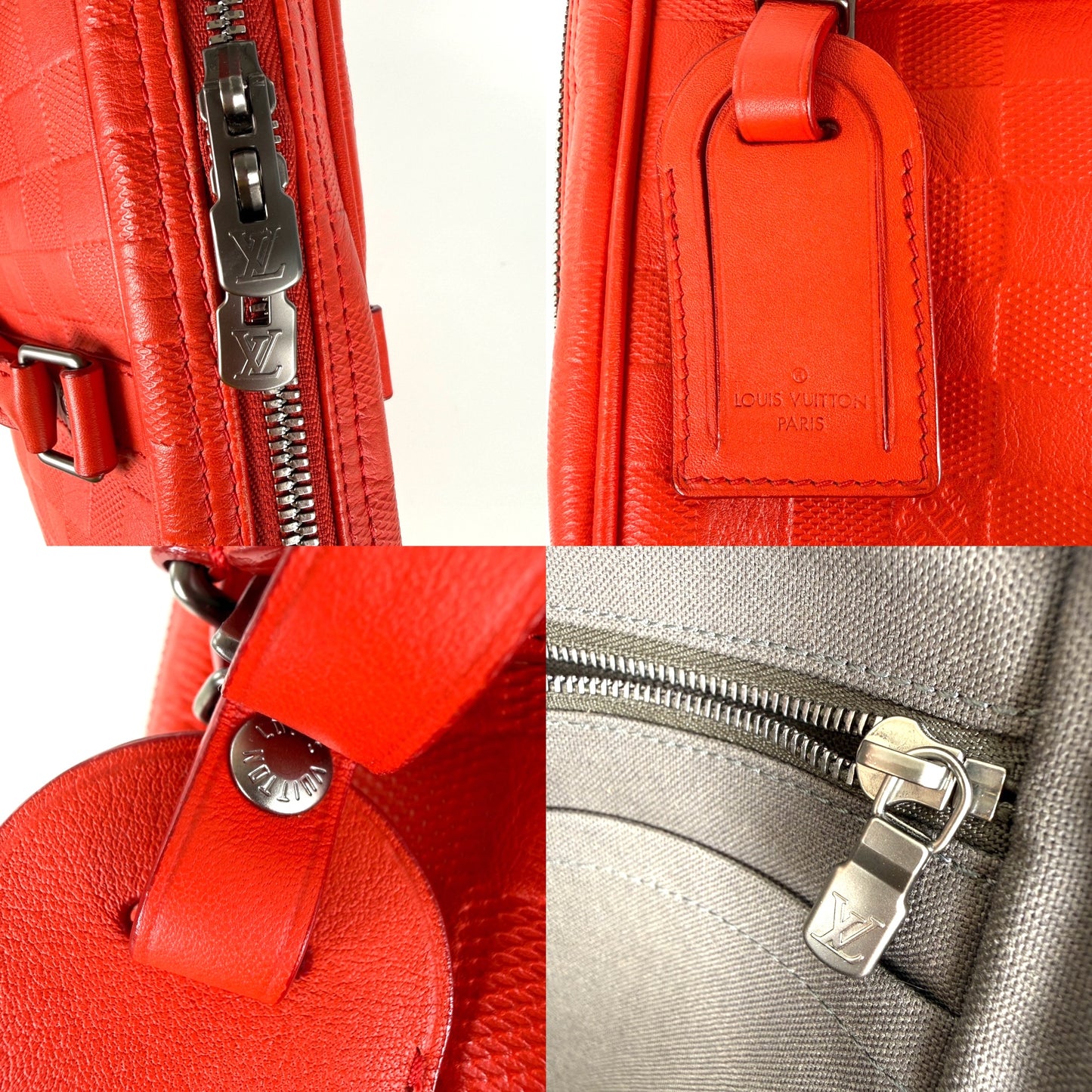 Louis Vuitton Porte Document Voyage Red Damier Infinity Leather Briefcase Top Handle Bag