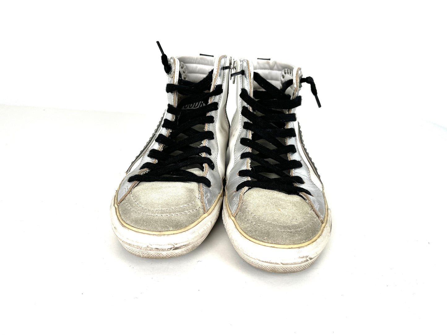 Golden Goose Slide Private Edition White Black Studded Leather High Top Sneakers 39