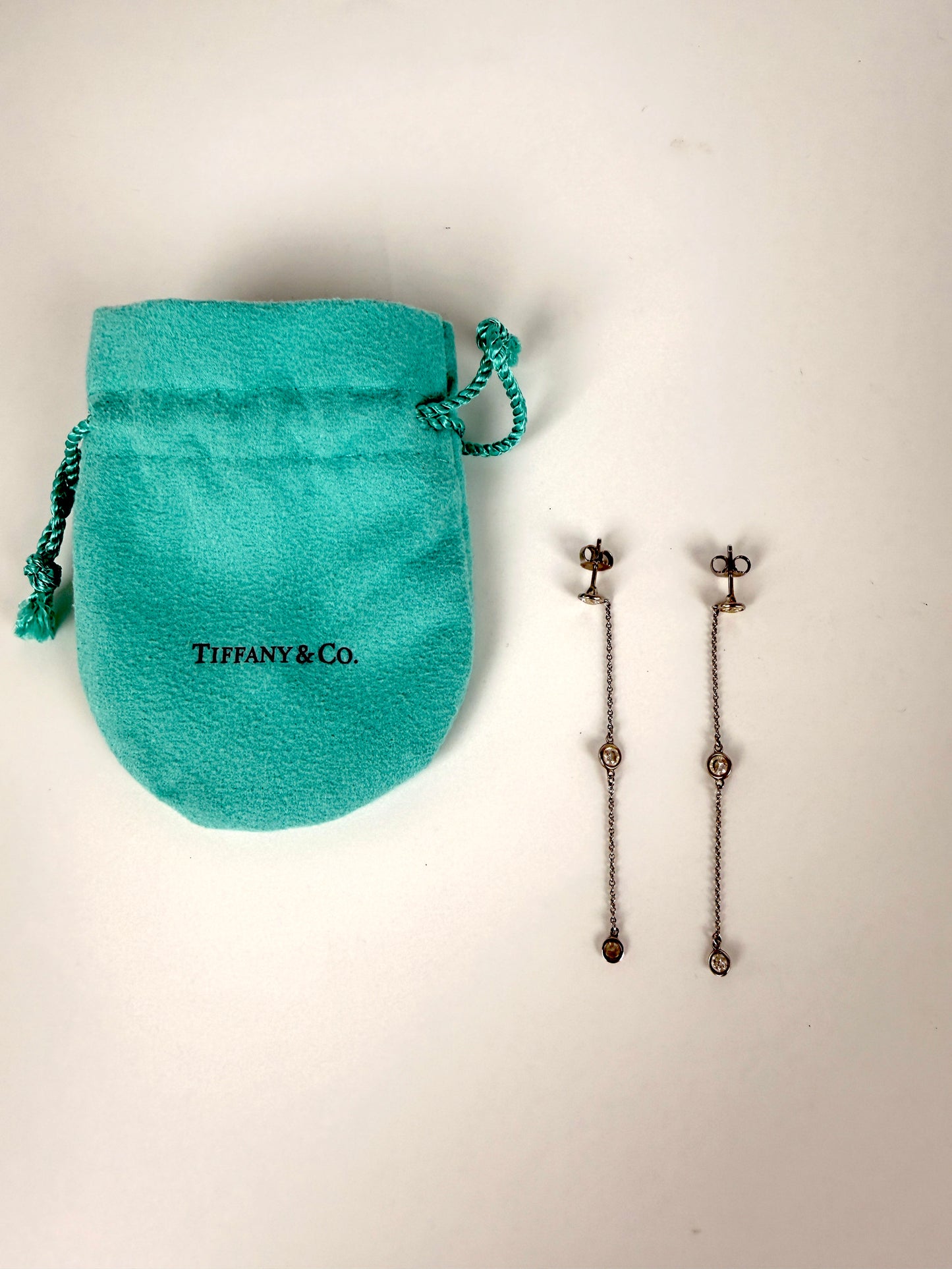 Tiffany & Co Elsa Peretti .80 ct Platinum Diamond Drop Earrings