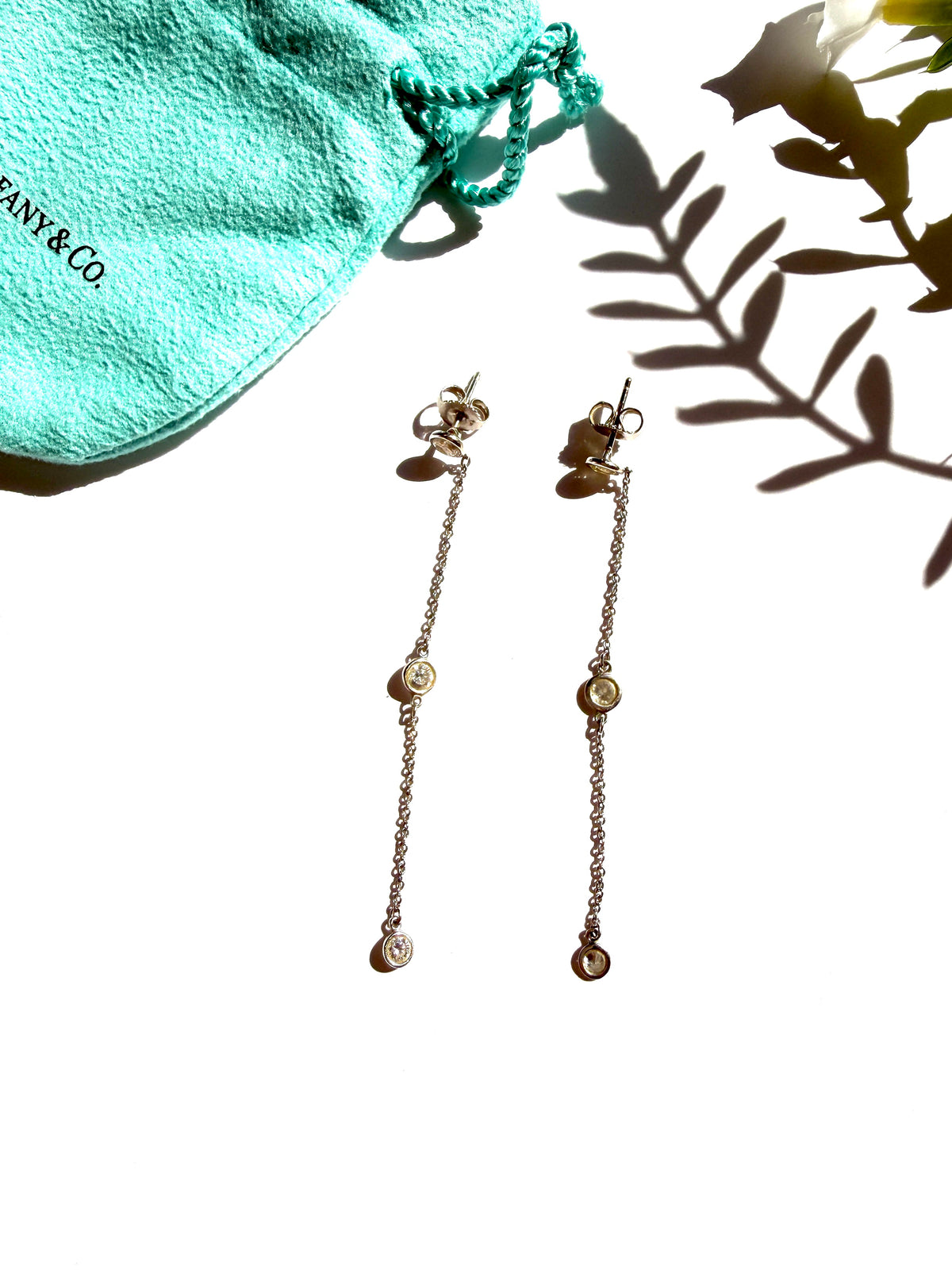 Tiffany & Co Elsa Peretti .80 ct Platinum Diamond Drop Earrings