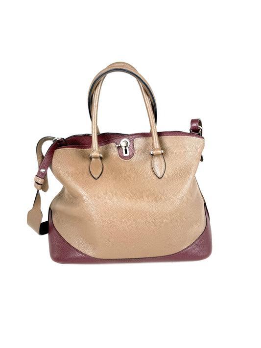 Moynat Josephine MM Bi Color Taupe Medoc Shoulder Crossbody Bag 