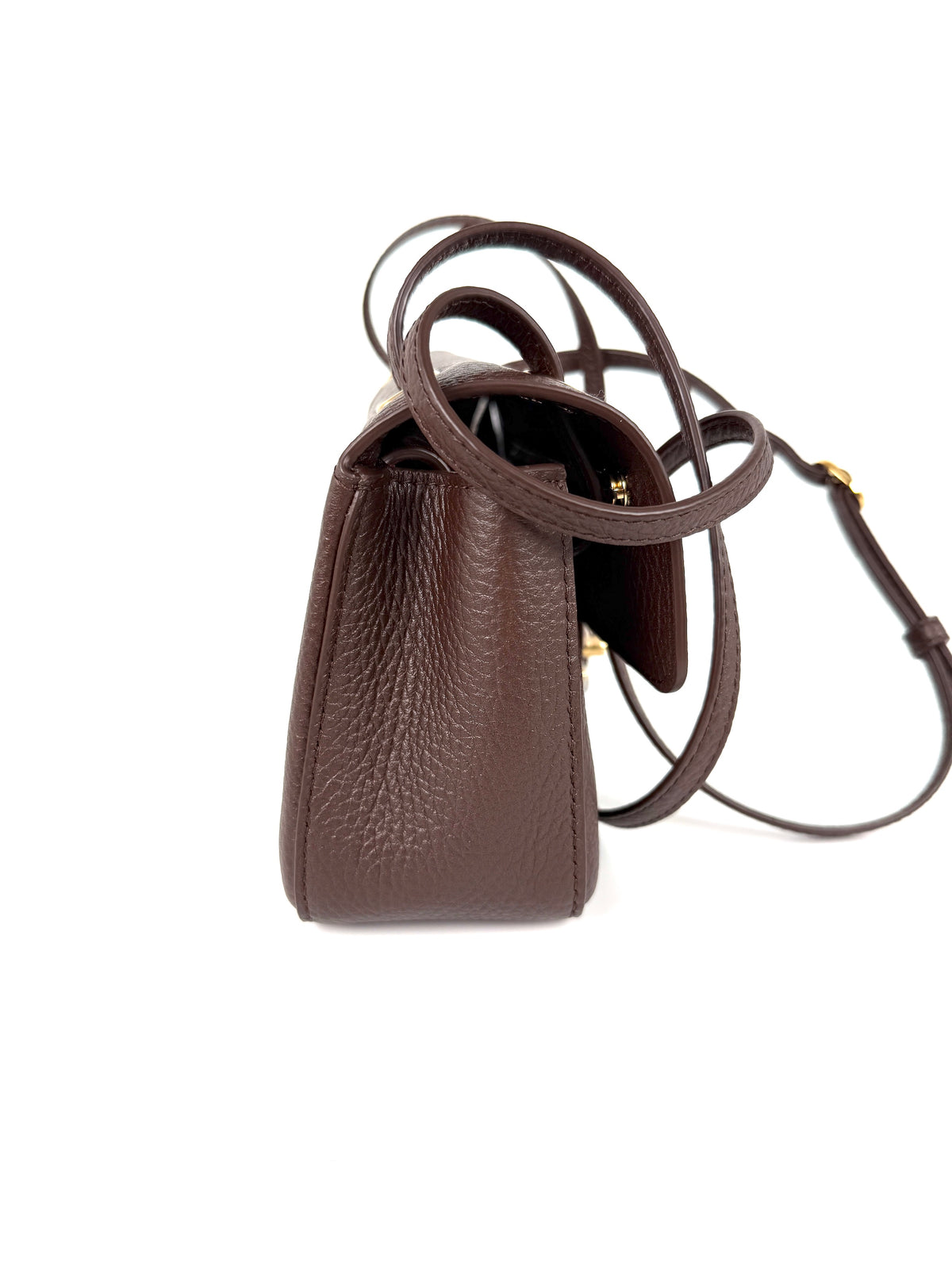 CHANEL Mini Souplissimo Flap Bag Brown Grained Calfskin Leather Gold Hardware Crossbody Bag