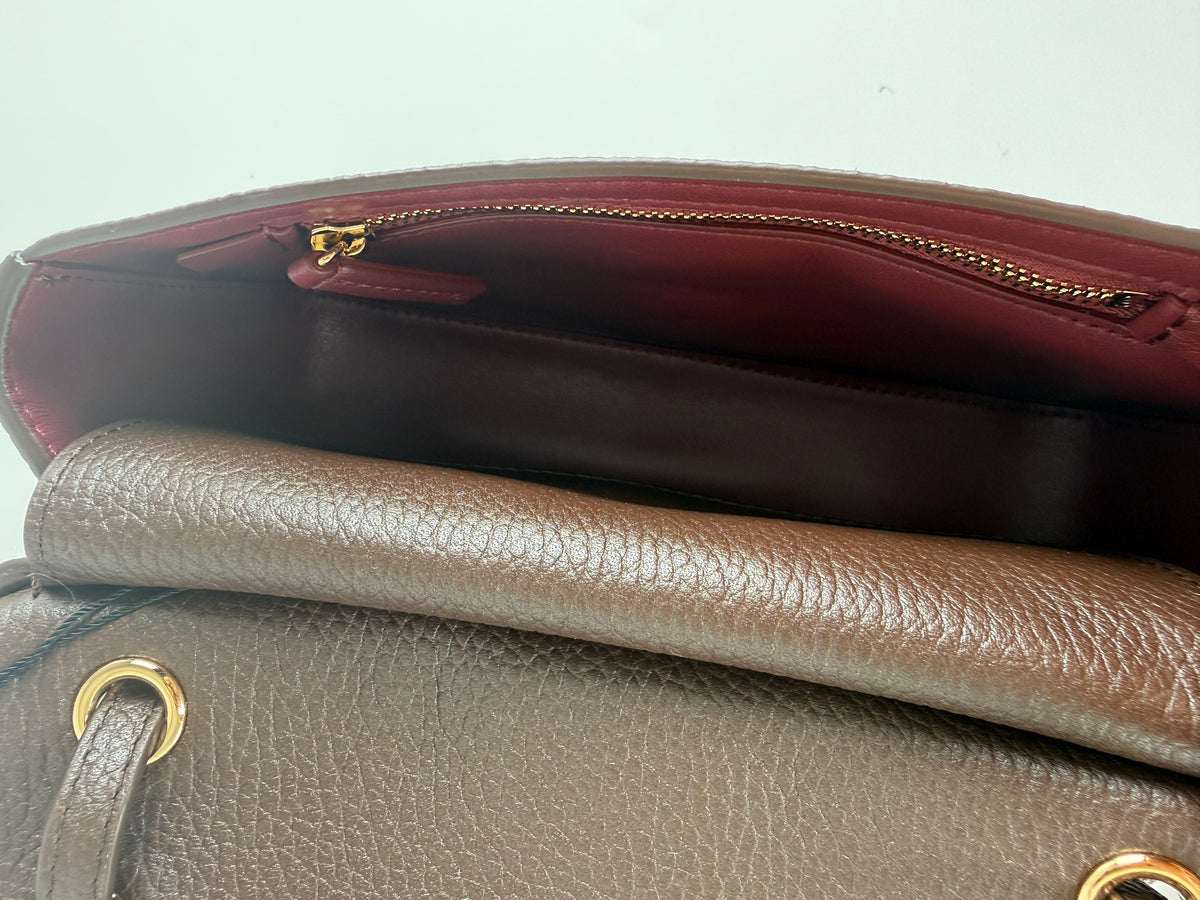 CHANEL Mini Souplissimo Flap Bag Brown Grained Calfskin Leather Gold Hardware Crossbody Bag