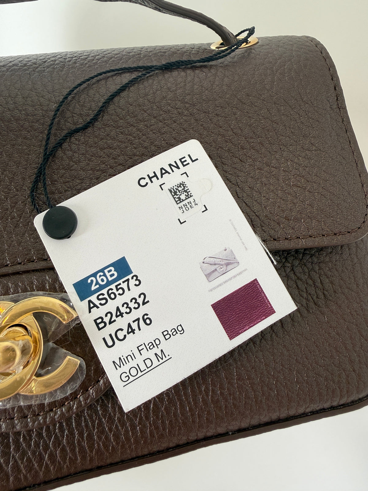 CHANEL Mini Souplissimo Flap Bag Brown Grained Calfskin Leather Gold Hardware Crossbody Bag