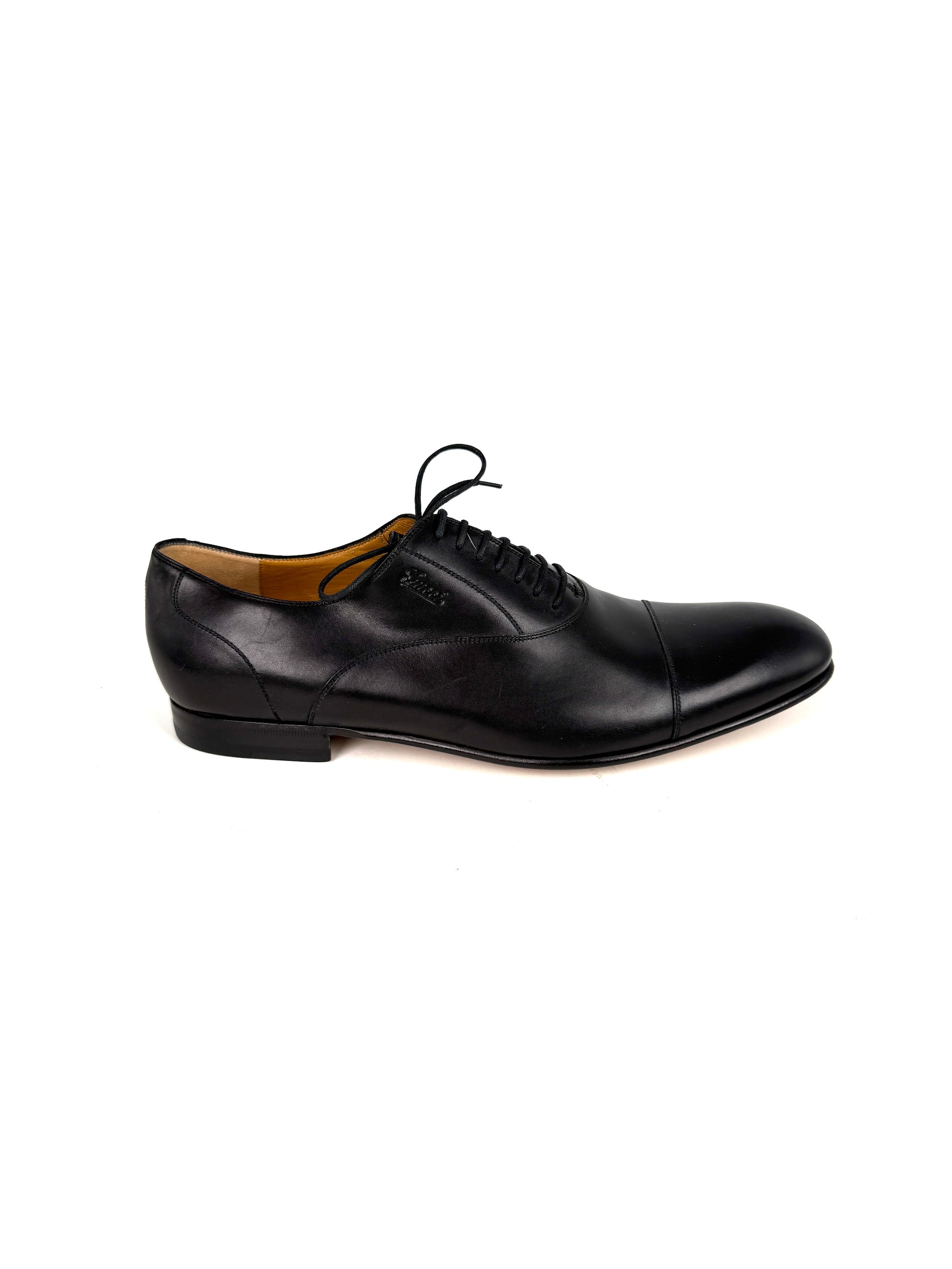 GUCCI Oxford Cap Toe Black Leather Lace Up Dress Shoes 9 New
