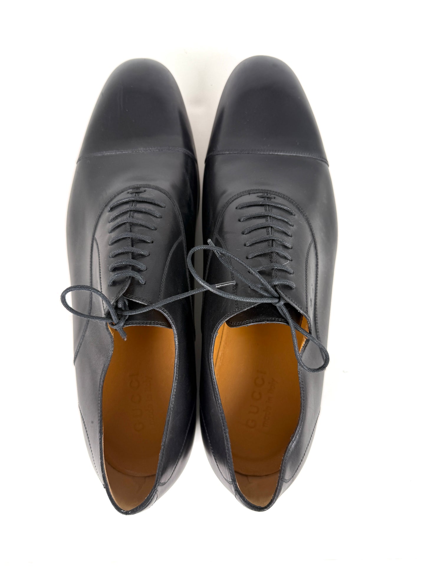GUCCI Oxford Cap Toe Black Leather Lace Up Dress Shoes 9 New