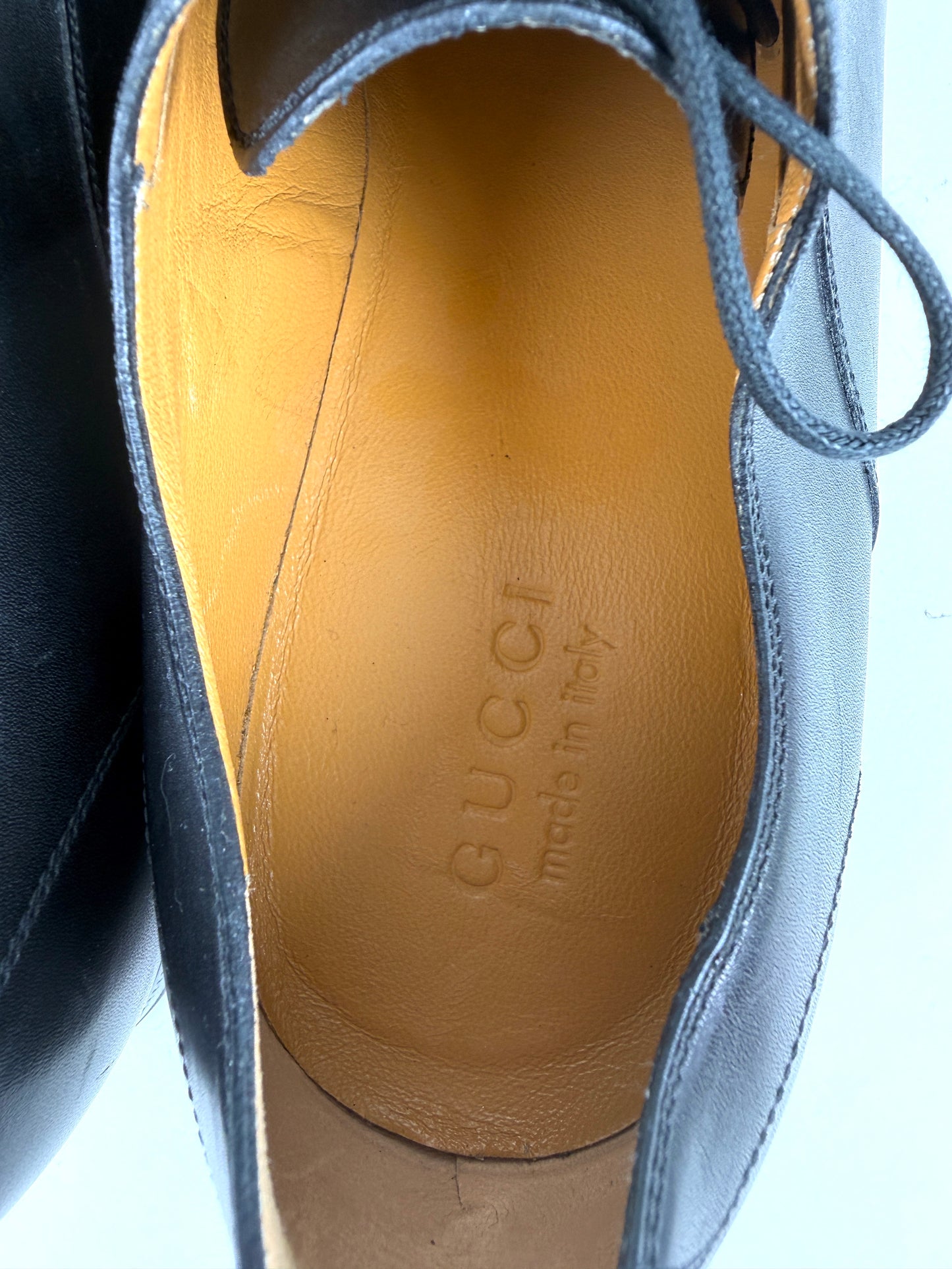 GUCCI Oxford Cap Toe Black Leather Lace Up Dress Shoes 9 New