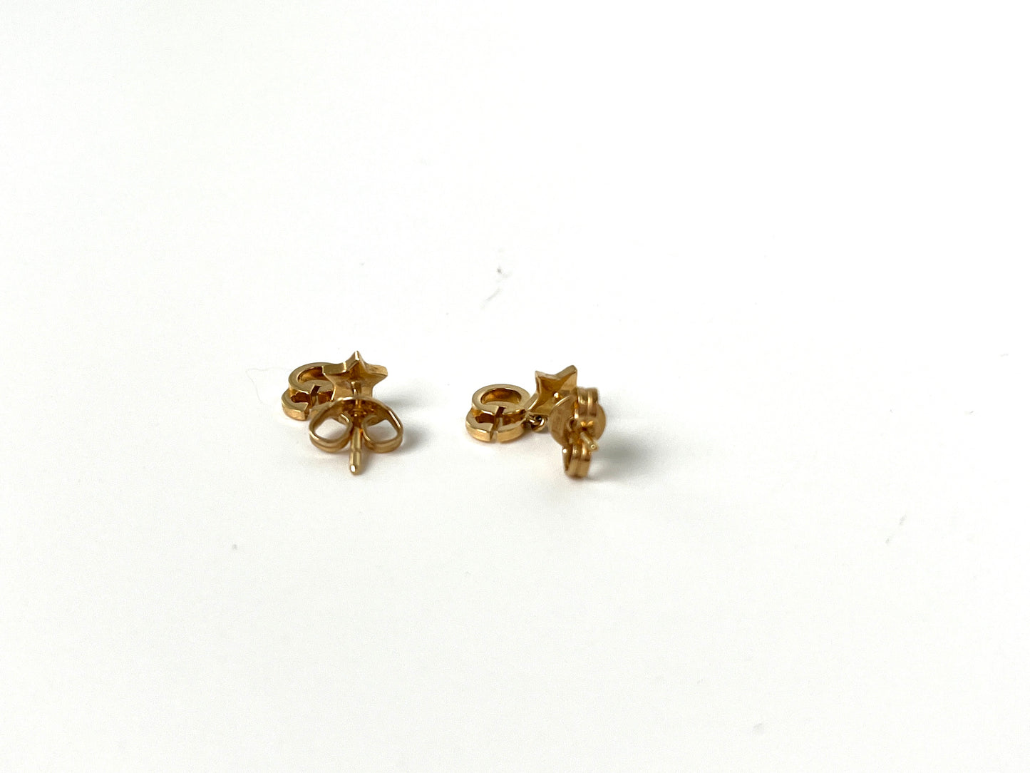 GUCCI GG Running Star 18k Yellow Gold Logo Drop Earrings