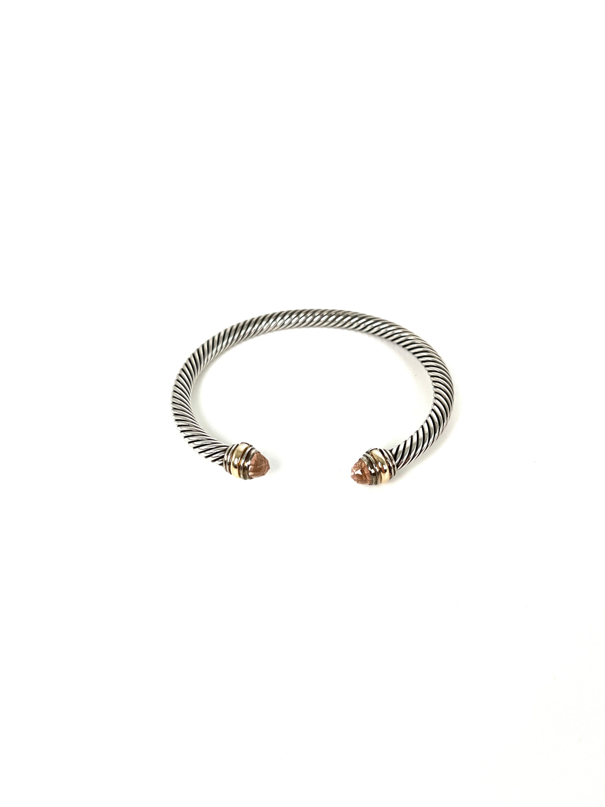 David Yurman Cable Classic Morganite Gold Sterling Silver Cuff Bracelet M