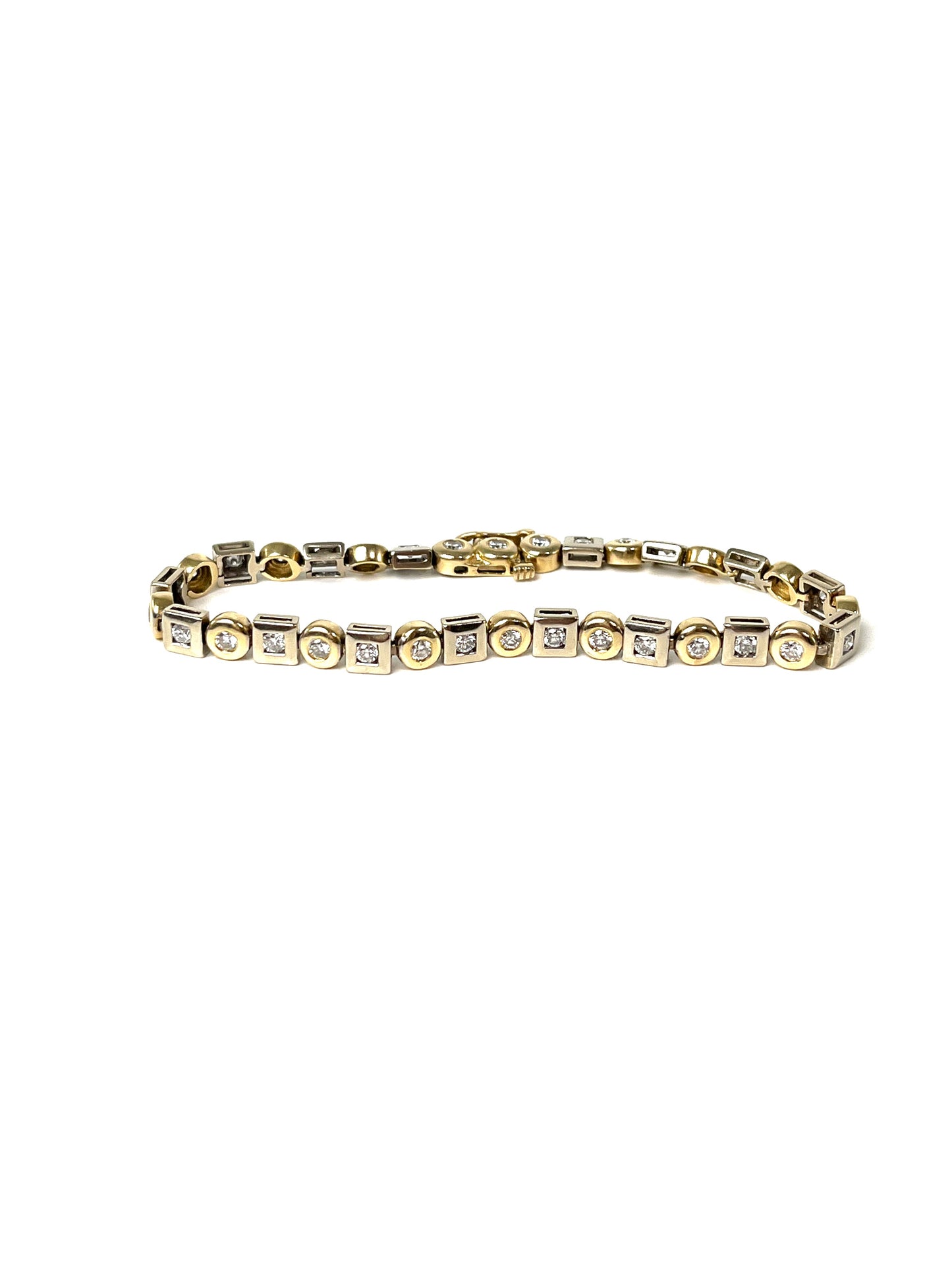 14k Yellow and White 3 ctw Gold Diamond Tennis Bracelet