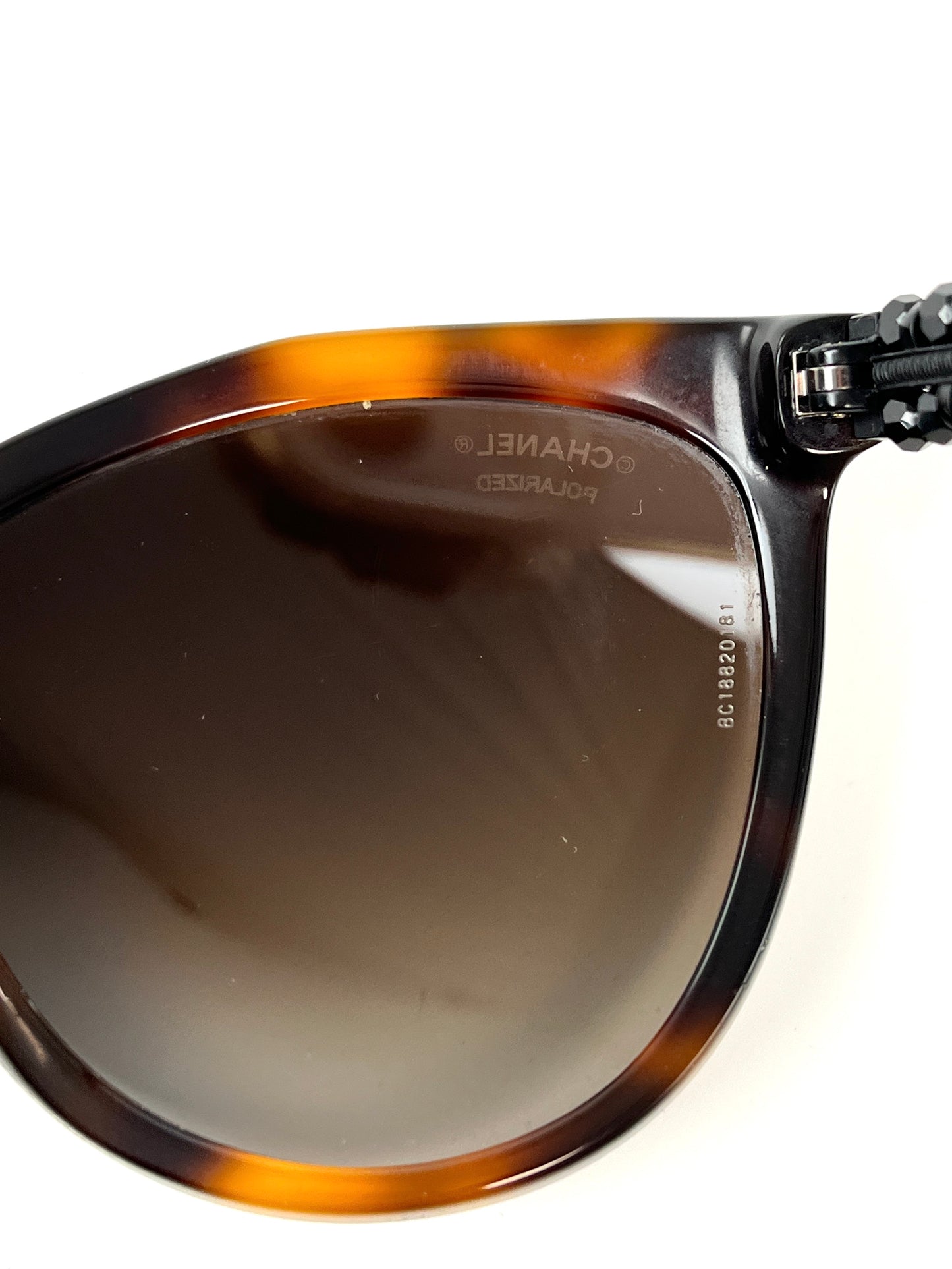 CHANEL 5376-B-A Butterfly Bijoux Brown Black Beaded Sunglasses