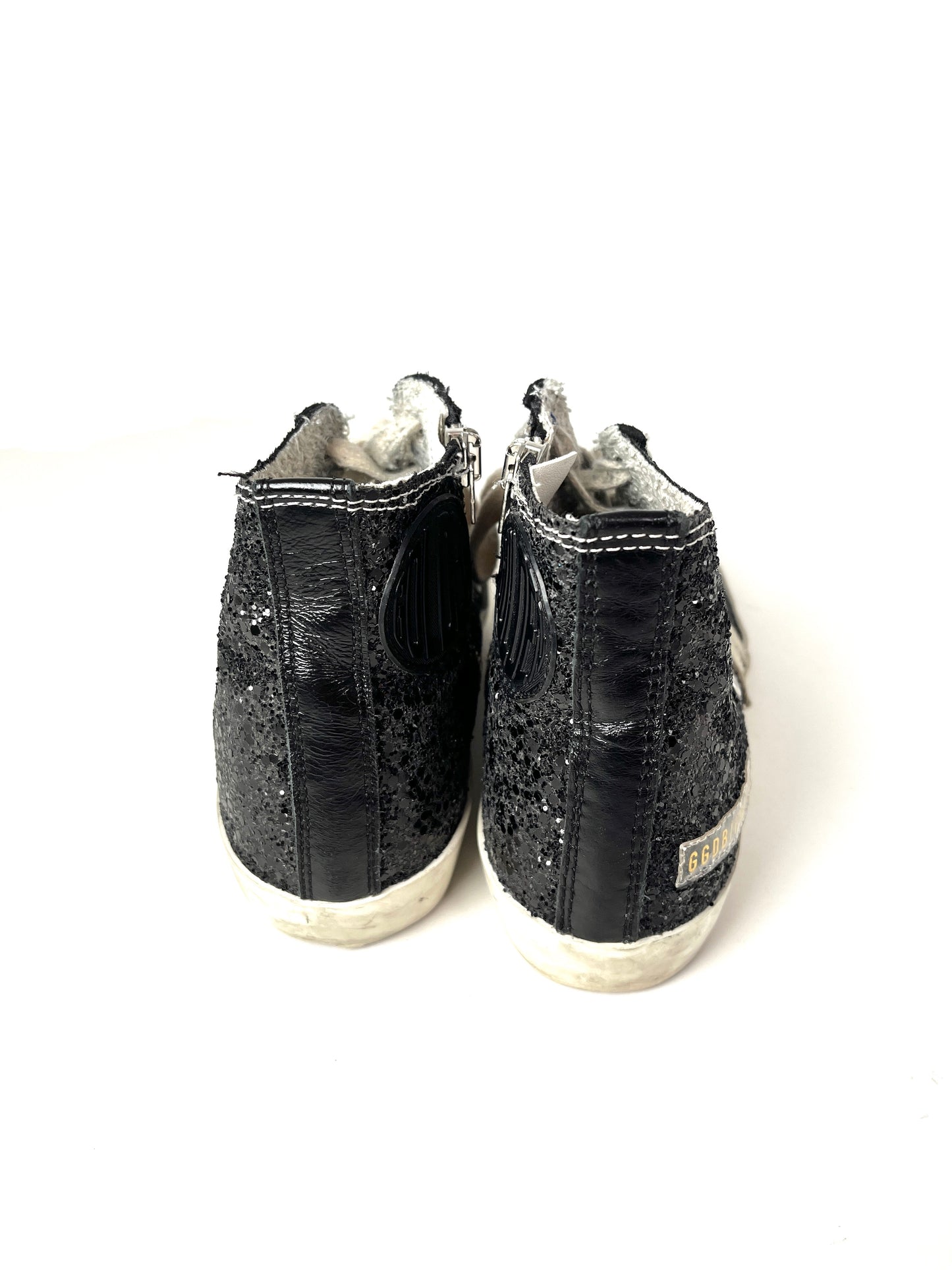 Golden Goose Francy Black Glitter Sparkly High Top Sneakers 35 5