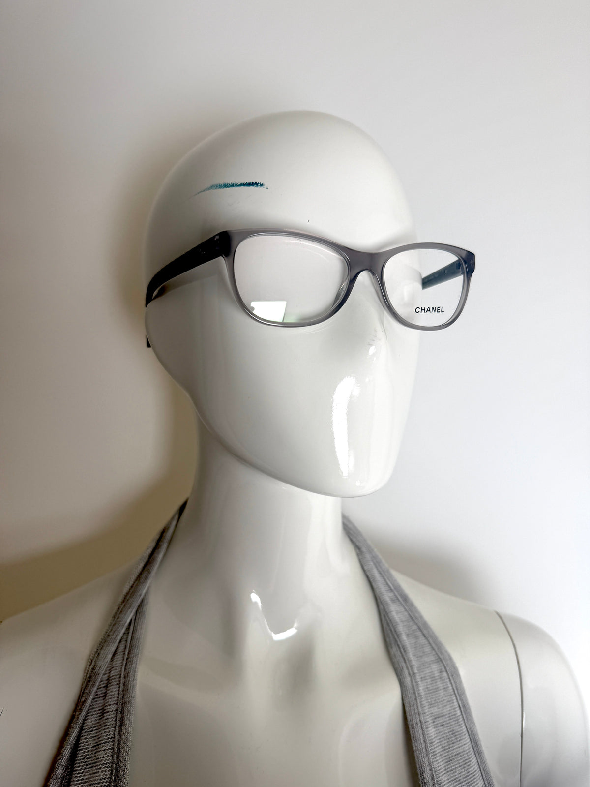 CHANEL Quilted CC Reading Eyeglasses Gray Acetate Frames
