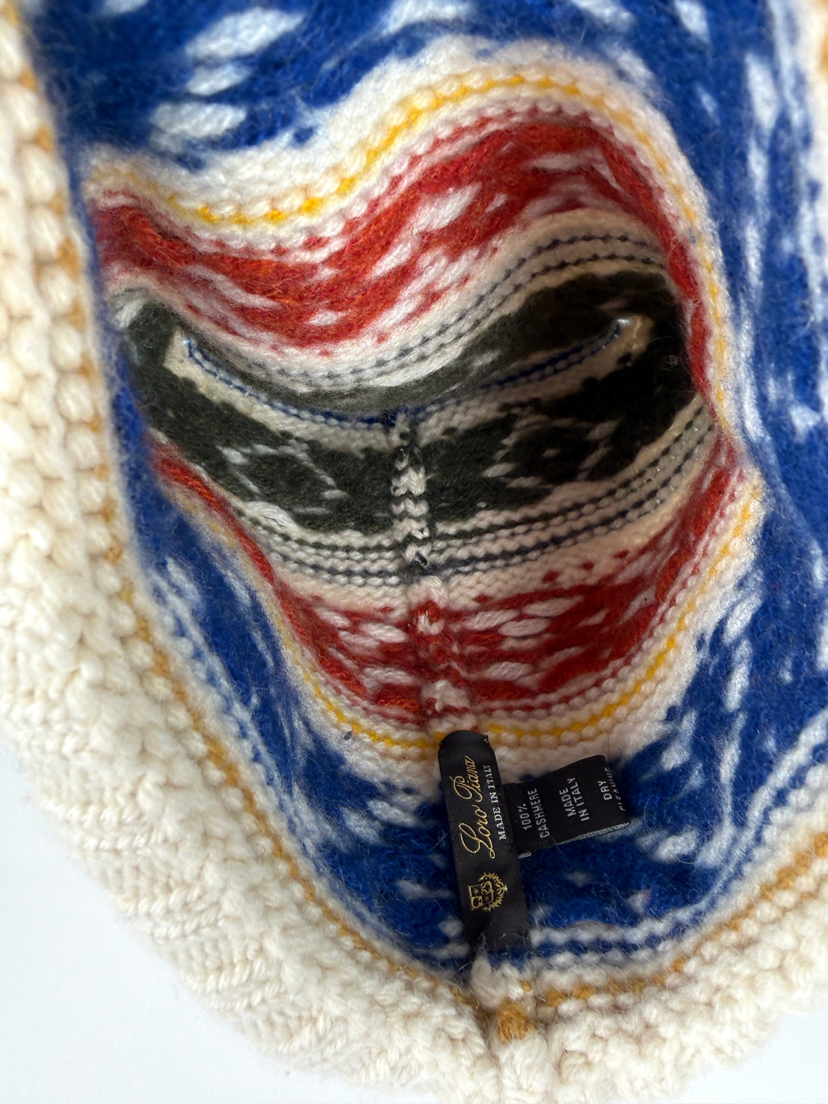 Loro Piana Pattern Printed Cashmere Winter Cream Green Red Beanie Hat