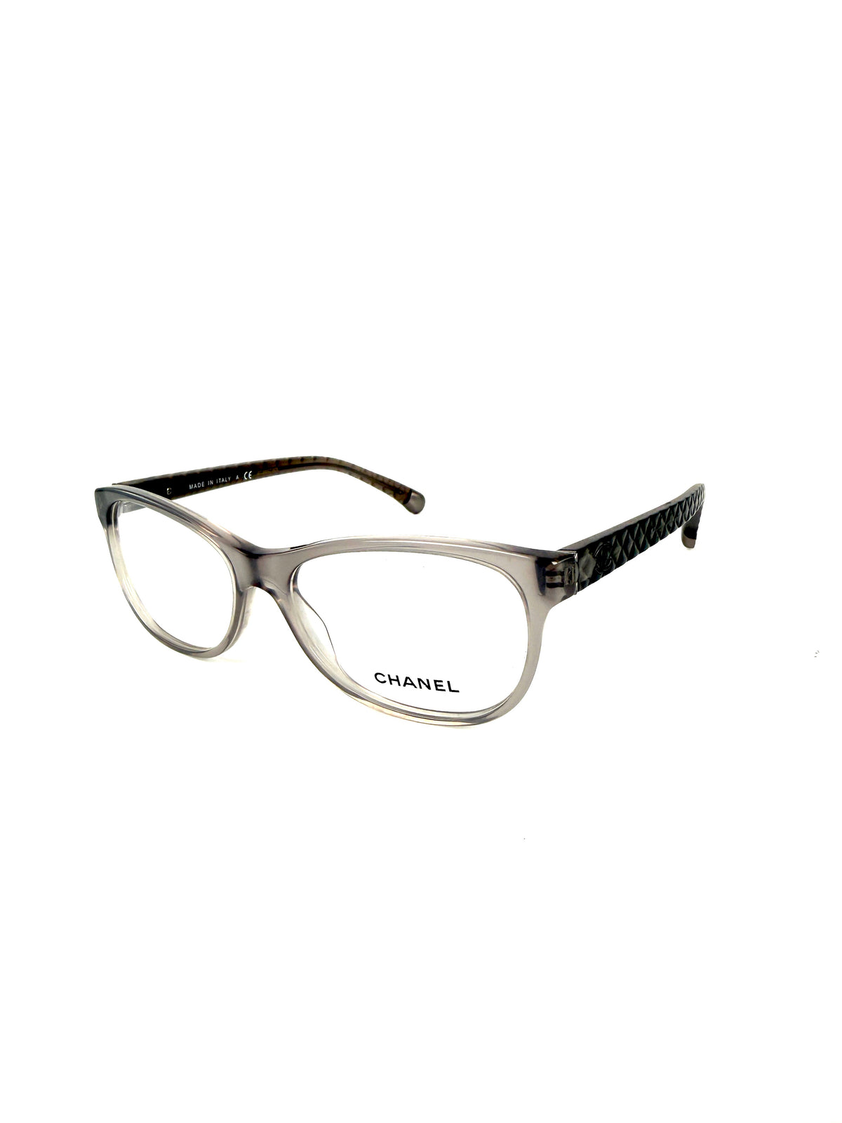 CHANEL Quilted CC Reading Eyeglasses Gray Acetate Frames