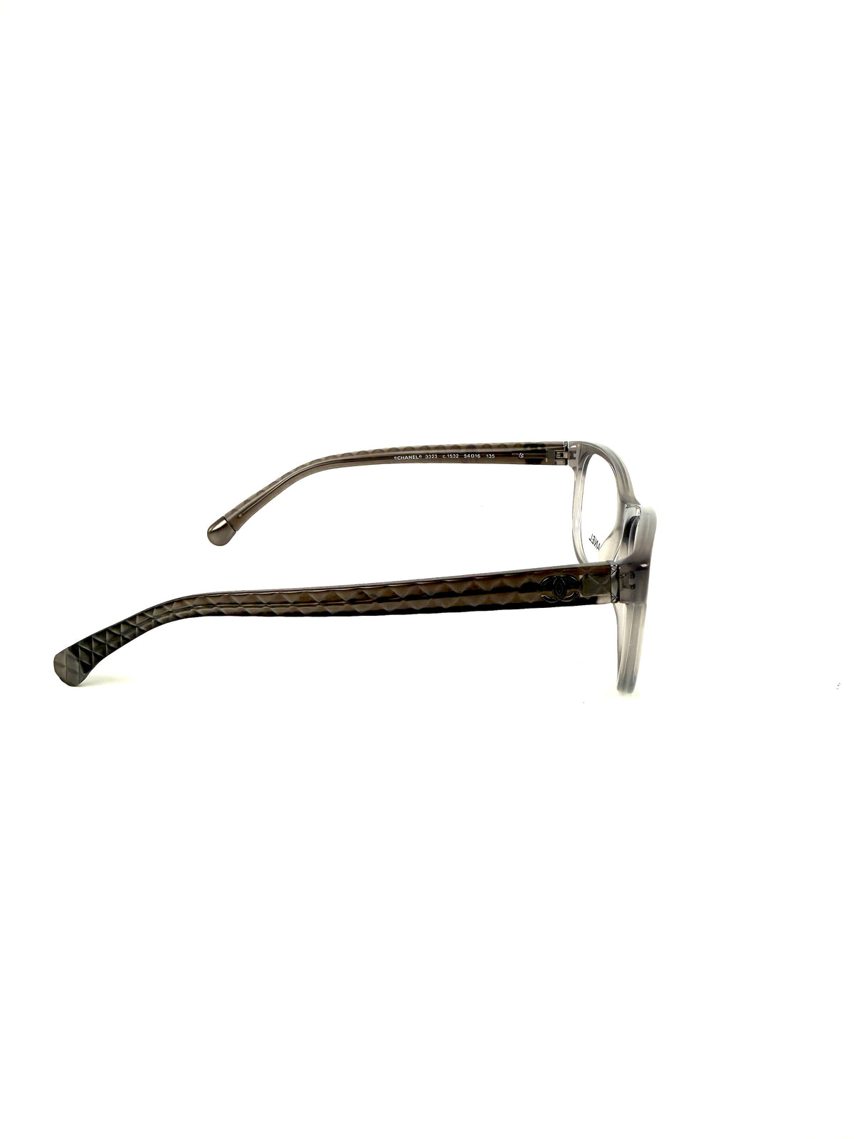 CHANEL Quilted CC Reading Eyeglasses Gray Acetate Frames