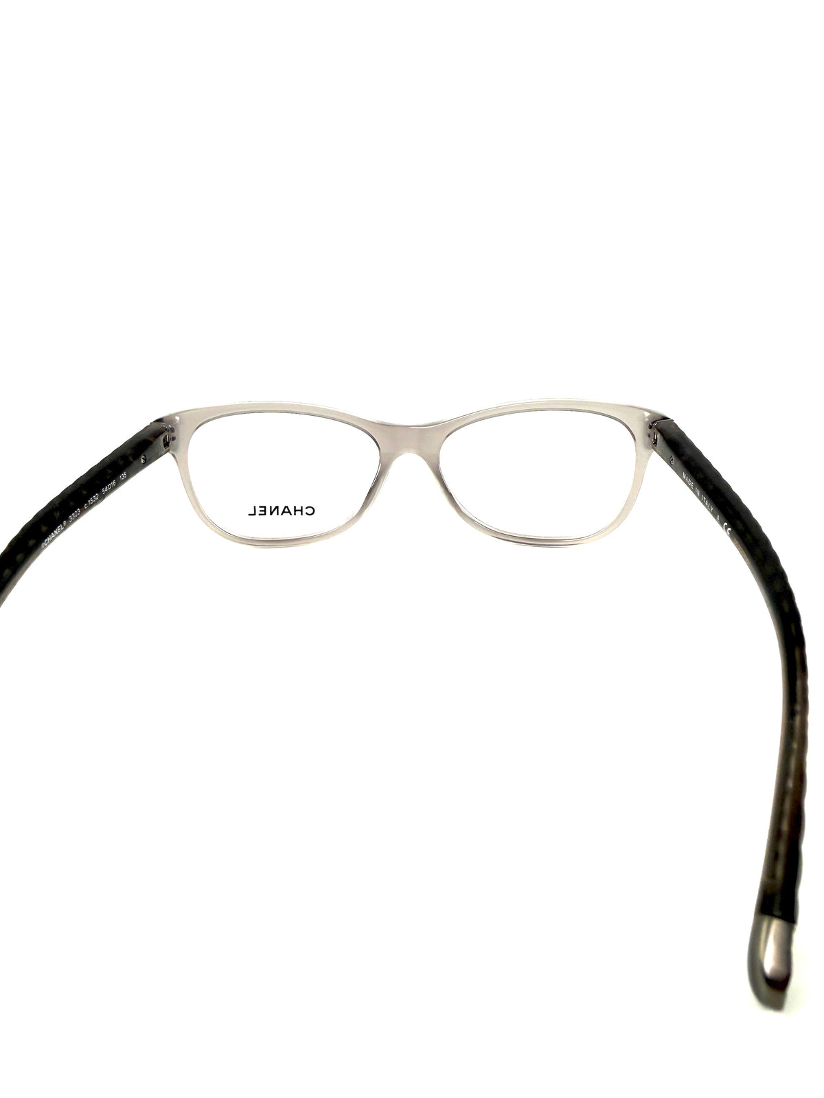 CHANEL Quilted CC Reading Eyeglasses Gray Acetate Frames