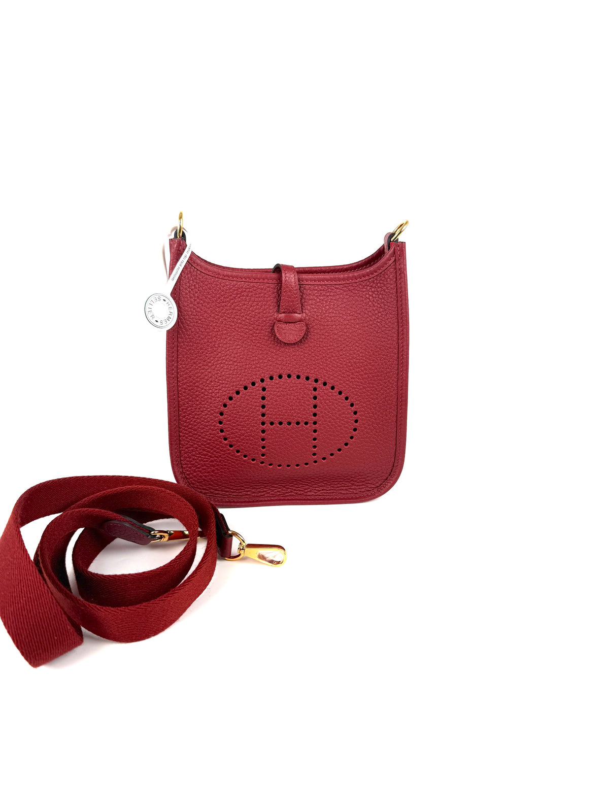 HERMES Mini Evelyne TPM 16 Rouge H Leather Crossbody Bag New
