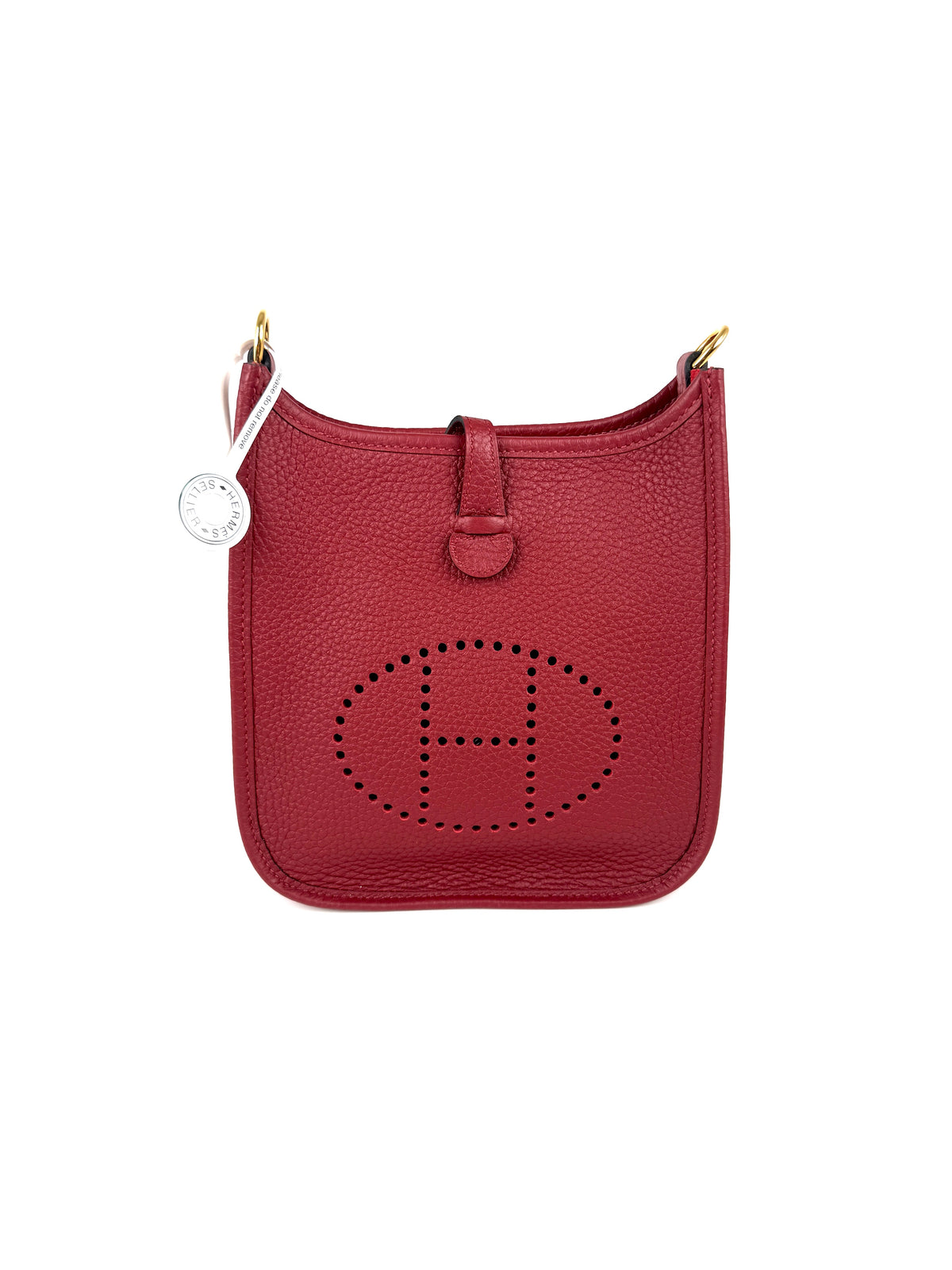 HERMES Mini Evelyne TPM 16 Rouge H Leather Crossbody Bag New